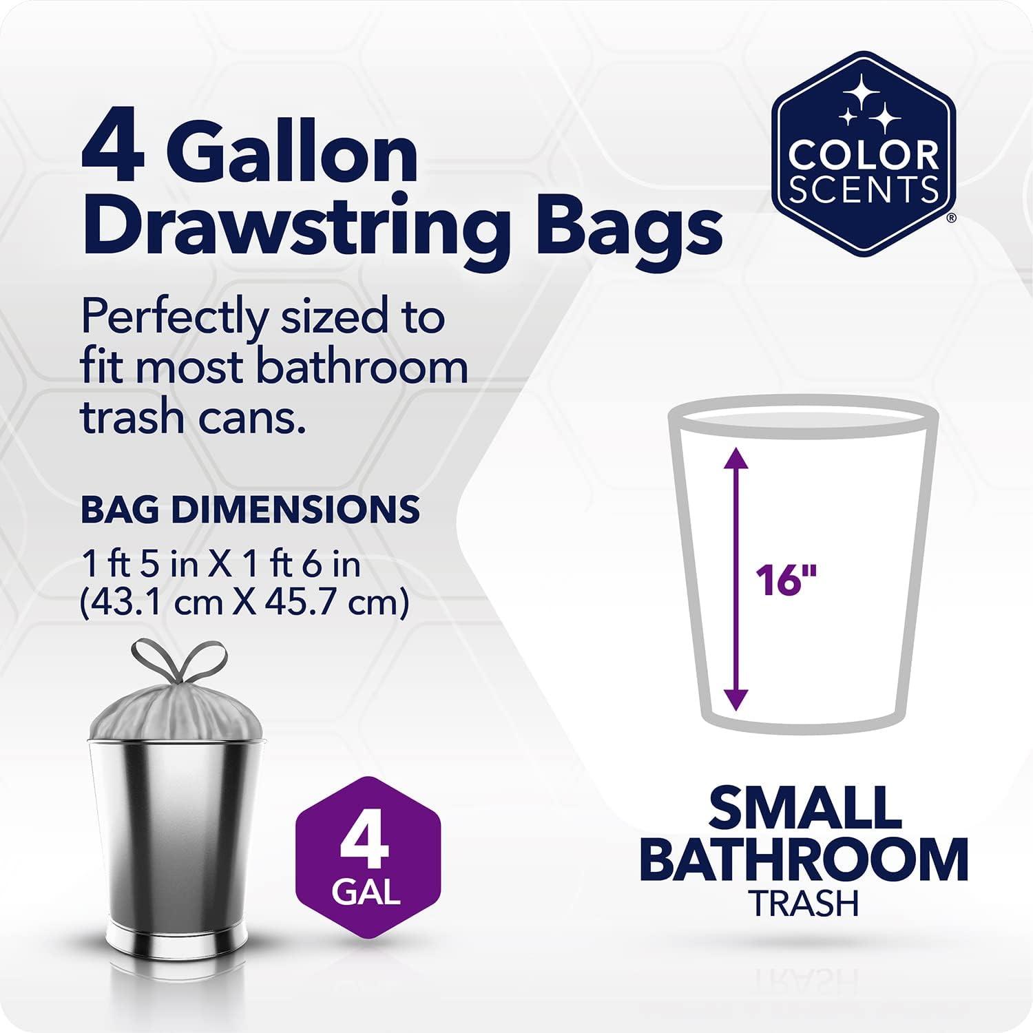 Color Scents 4-Gallon Small Drawstring Trash Bags, Simply Clean Scent, 200 Bags