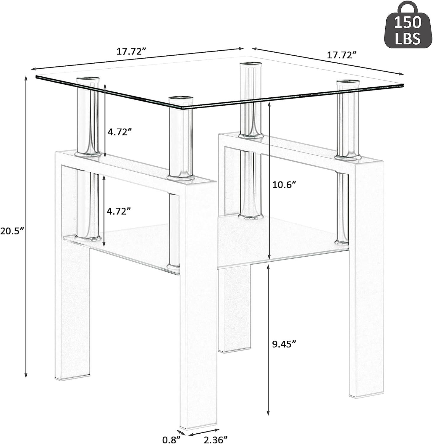 Nmkwnr 2 Pack Tempered Glass Coffee Table End Table for Living Room, Office, White