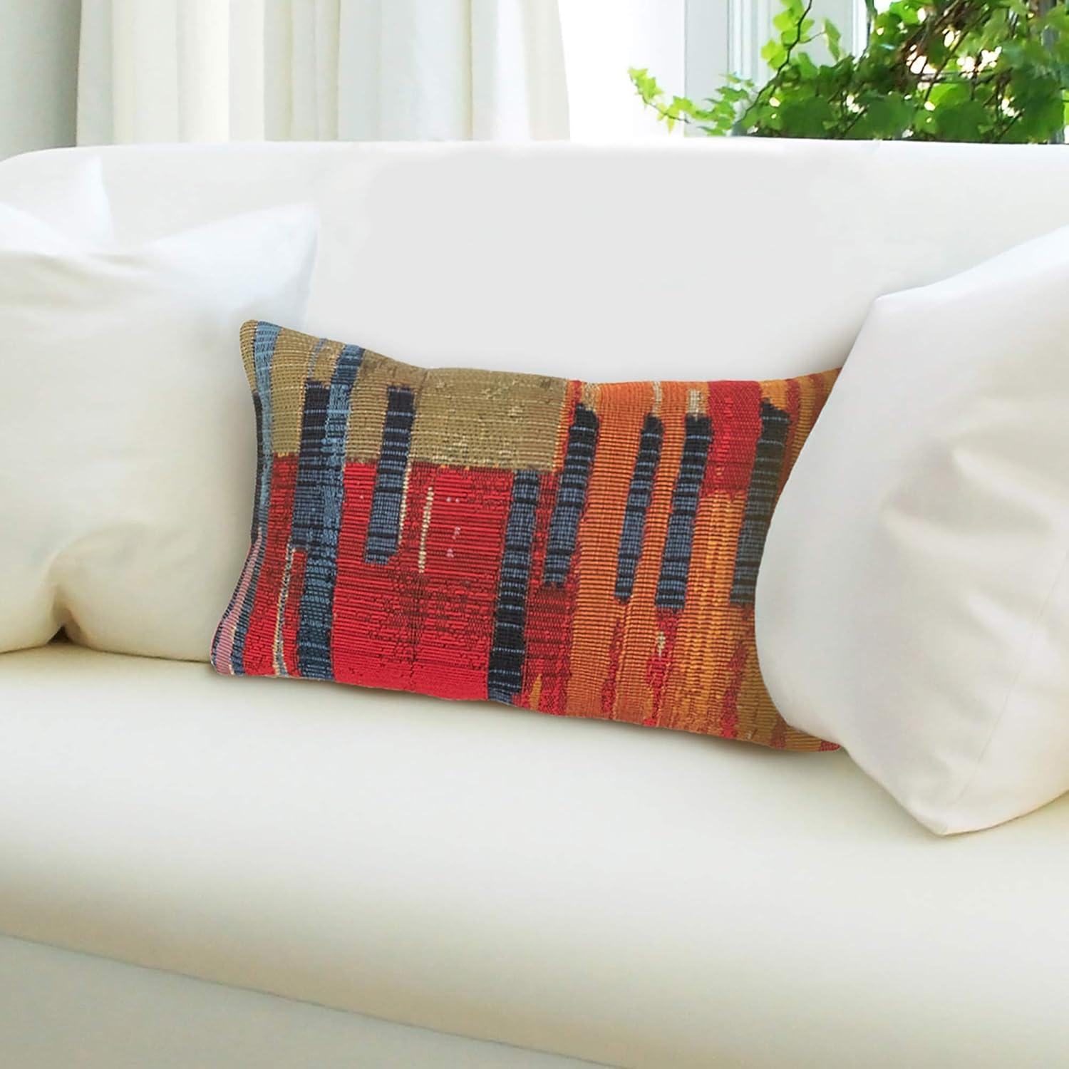 Multicolor Abstract Indoor/Outdoor Lumbar Pillow 12" x 18"