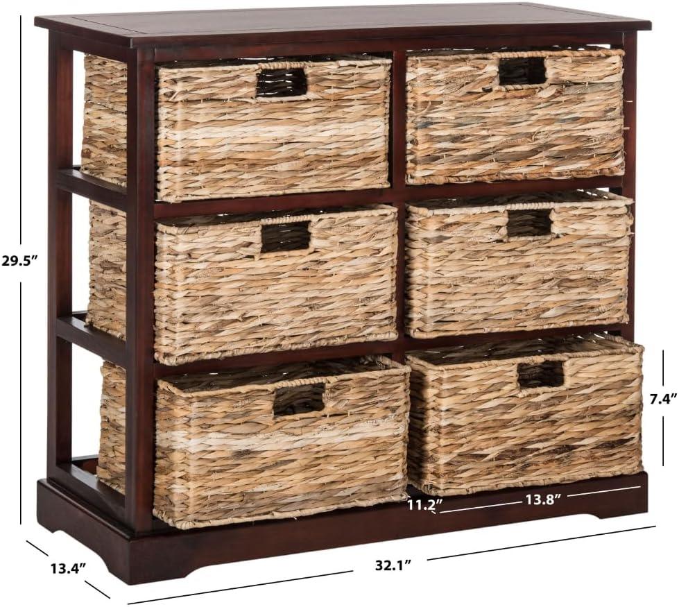 Keenan 6 Wicker Basket Storage Chest - Cherry - Safavieh.