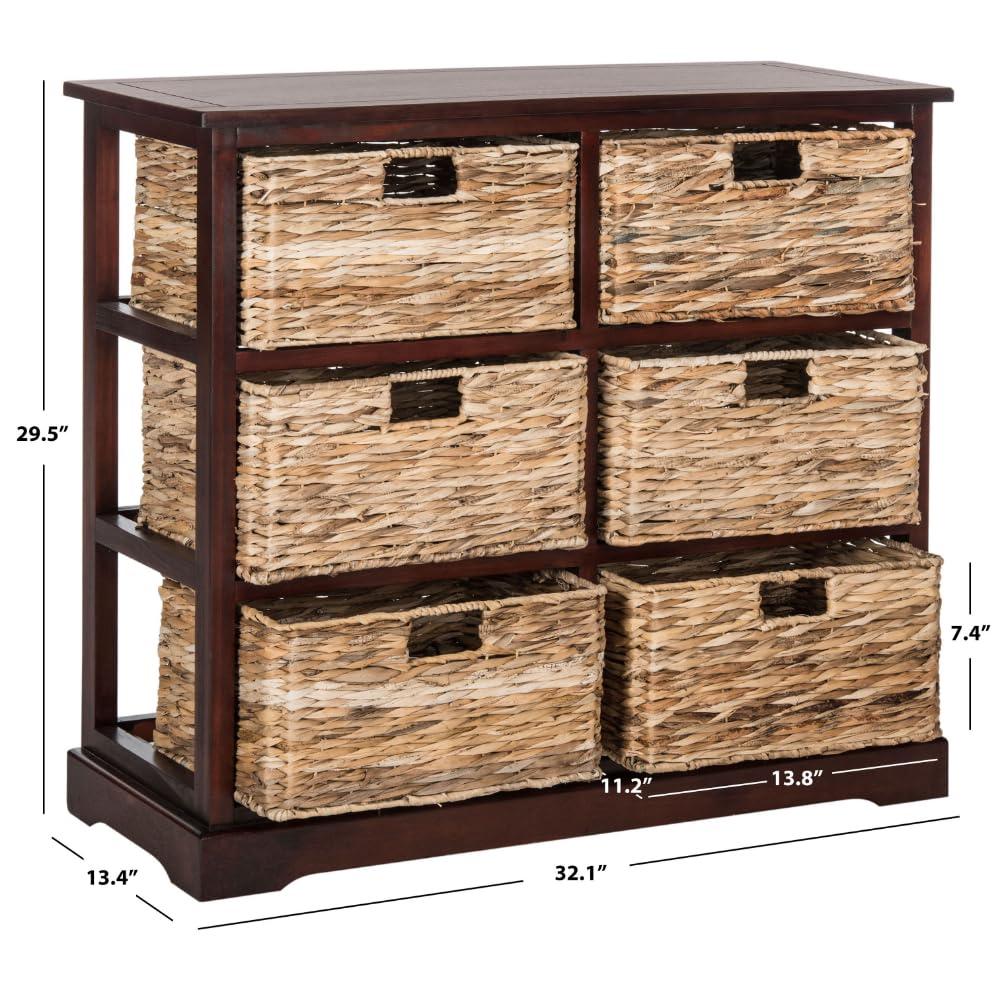Keenan 6 Wicker Basket Storage Chest - Cherry - Safavieh.
