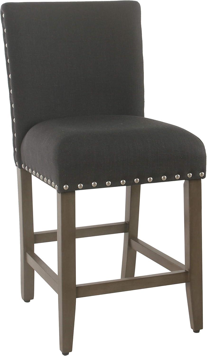 Blake Nailhead 24" Dark Charcoal Acrylic & Wood Counter Stool