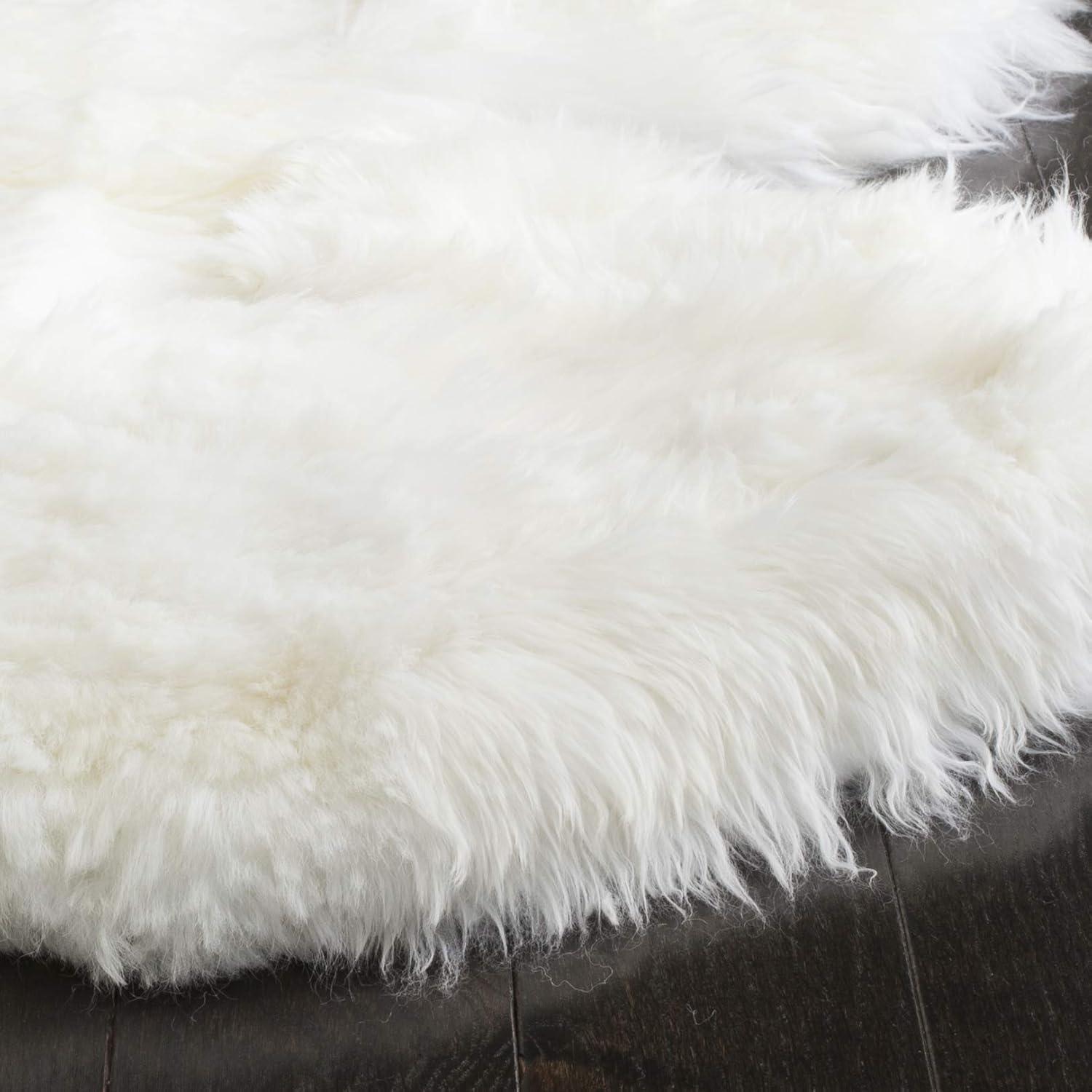 Sheep Skin SHS211 Hand Woven Area Rug - Natural/White - 8'9"x11'9" - Safavieh.