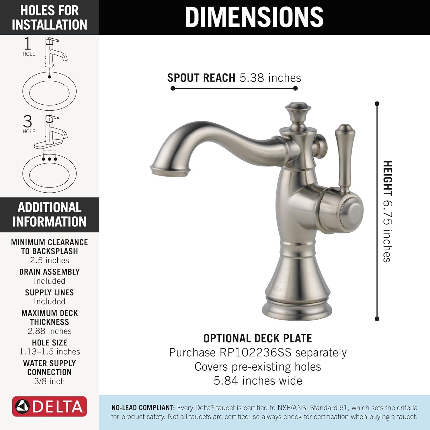 Cassidy™ Single Hole Bathroom Faucet with Drain Assembly