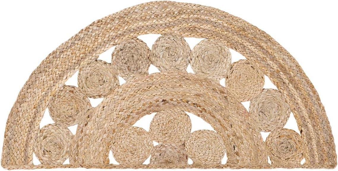 VHC Brands Farmhouse Jute 16.5 x 33 Inch Celeste Tan Half Circle Rug