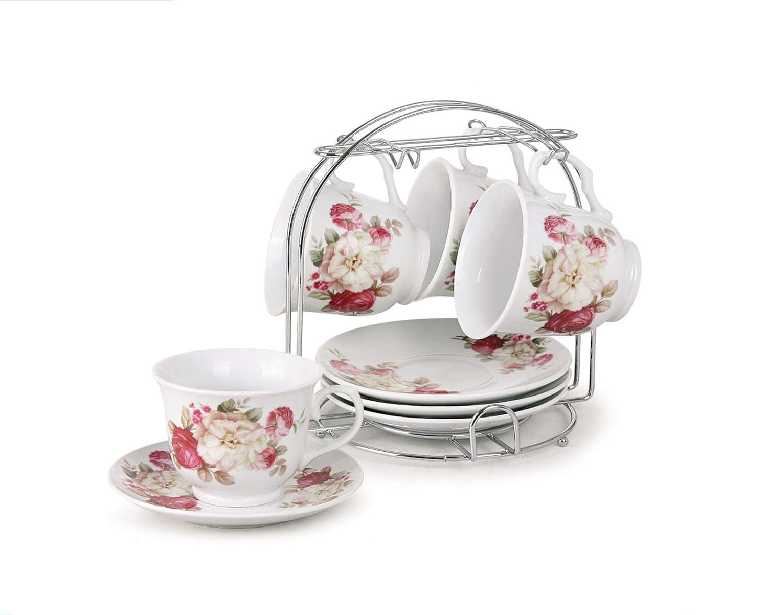 Lorren Home Trends Lorren Home Trends 4 Piece Teacup & Saucer Set