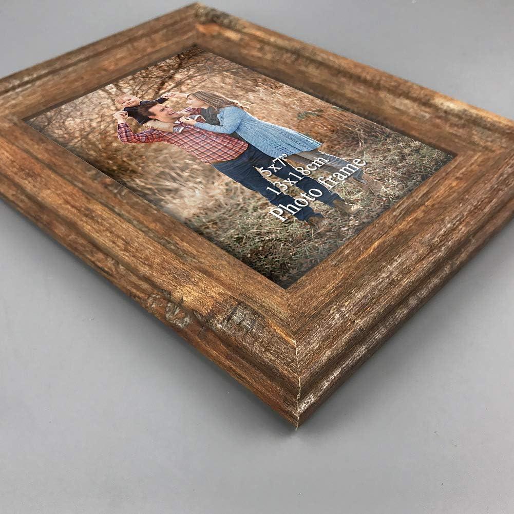 Afuly Rustic Picture Frames 5x7 Wooden Picture Frame Set of 2, Barnwood Distressed Western Vintage Photo Frames with Real Glass, Wall & Tabletop Display, Housewarming Wedding Gifts