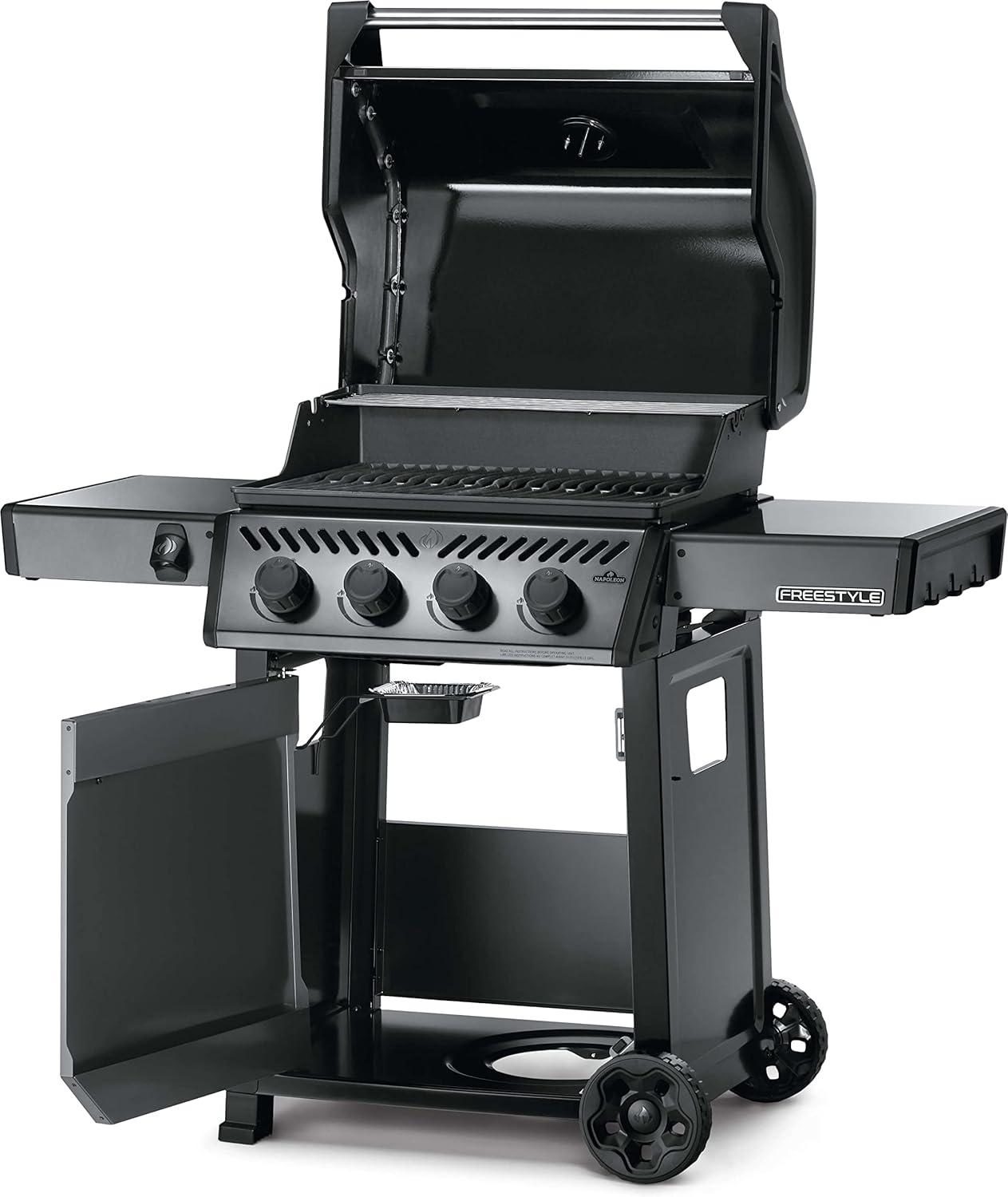 Graphite Grey Stainless Steel Propane Gas Grill with 4 Burners