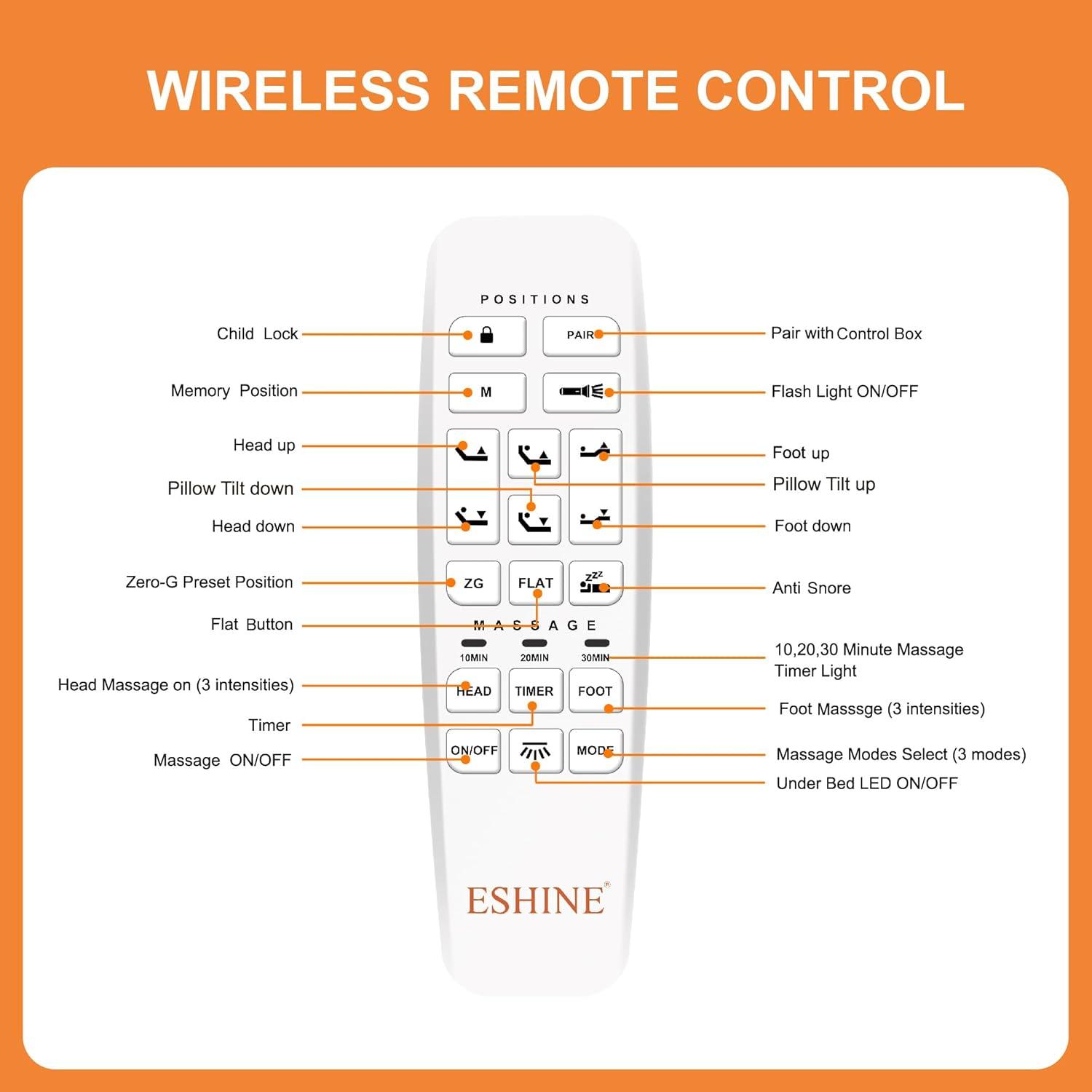Zero Gravity Adjustable Bed with 14" Hybrid Mattress E3000 Series