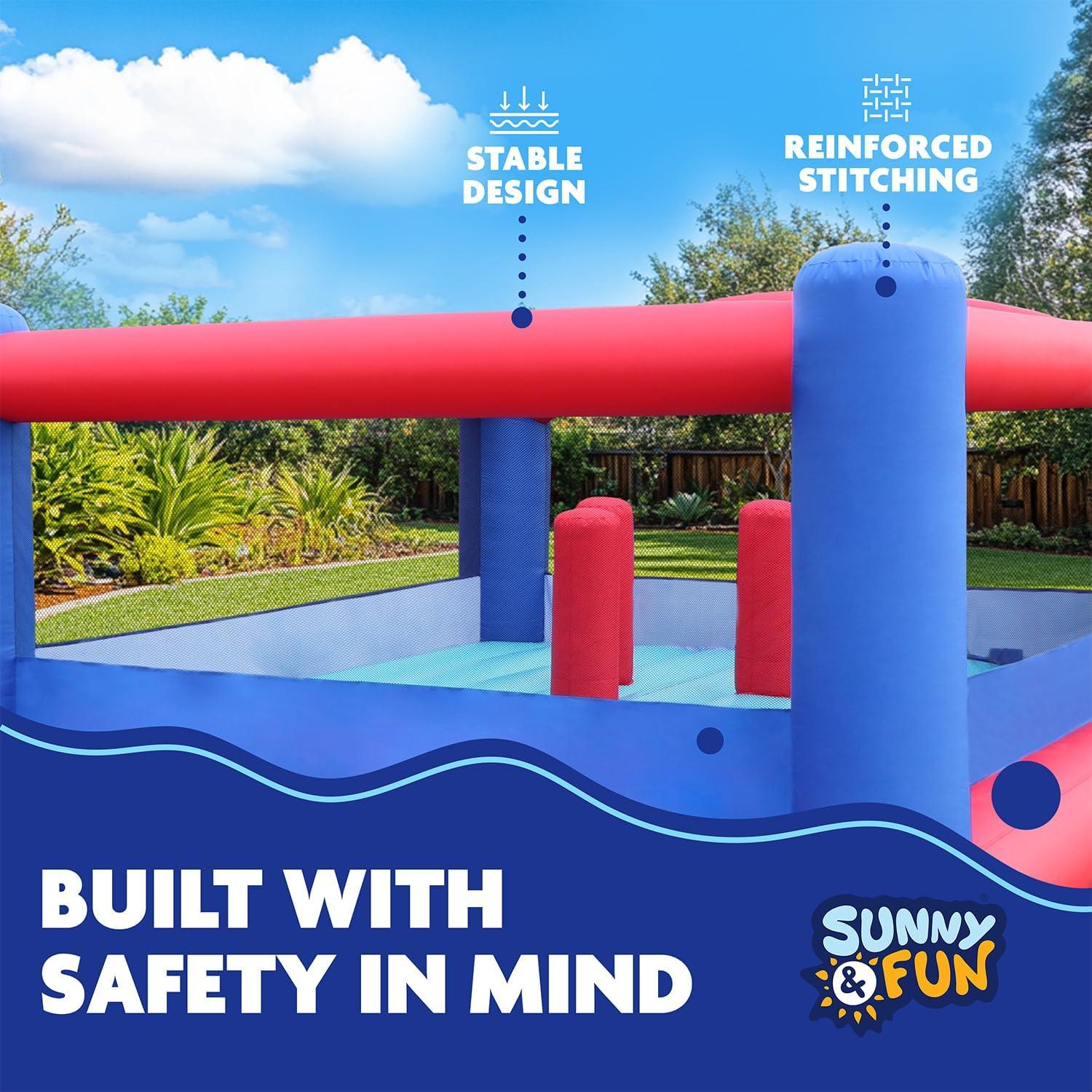 Sunny & Fun Inflatable Bounce House, Blue Bouncy Jump Castle