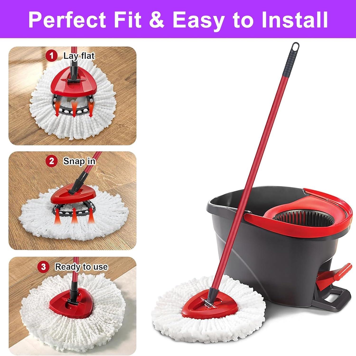 4 Pack Spin Mop Refill - Replacement Head Compatible with O Cedar, Microfiber Spin Mop Refills,clean the floor. Easy Floor Cleaning Mop Head Replacement - Bonison