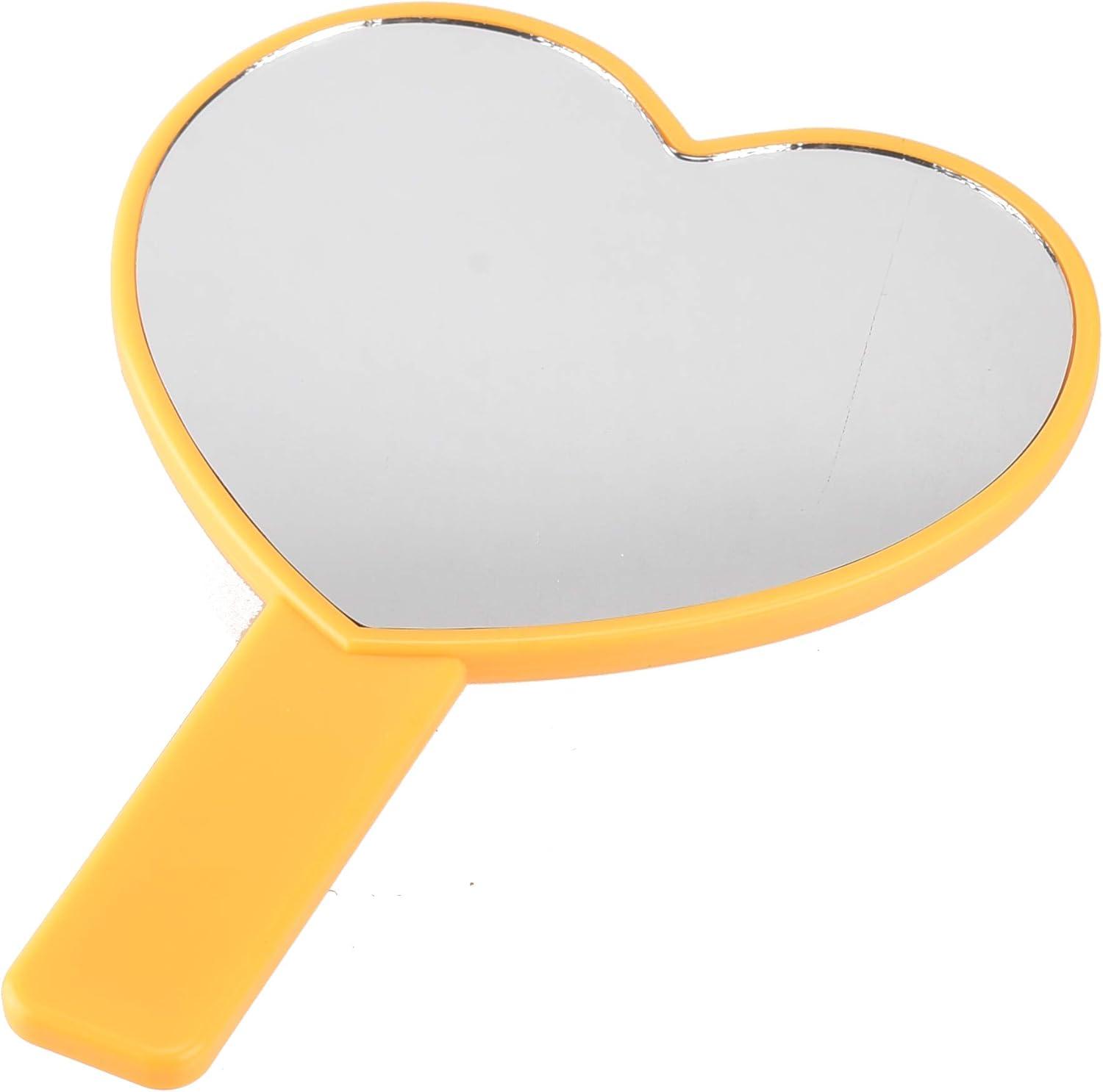 Heart-Shaped Travel Handheld Mirror, Cosmetic Hand Mirror with Handle