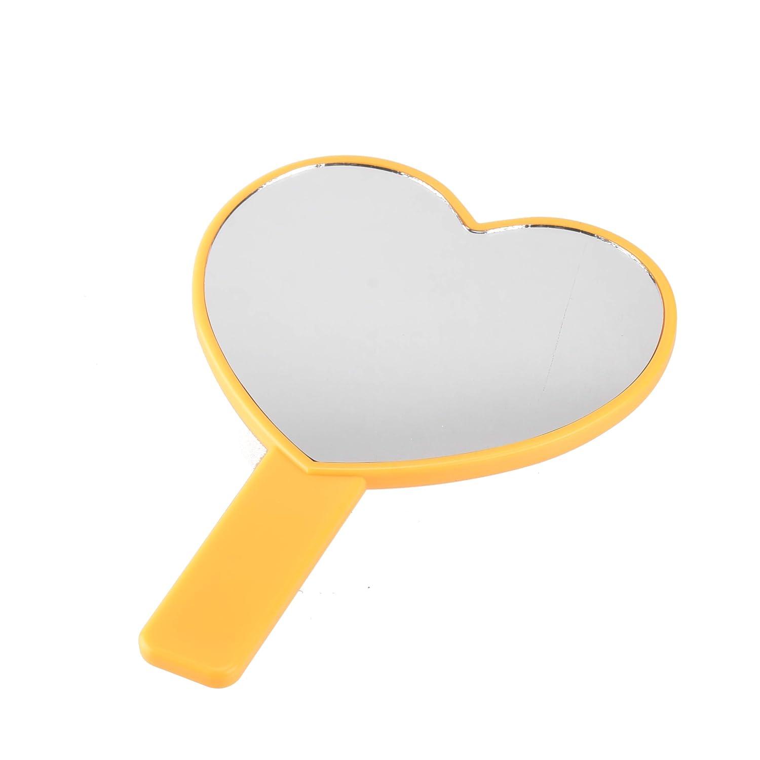 Heldig Heart-Shaped Travel Handheld Mirror, Cosmetic Hand Mirror with Handle