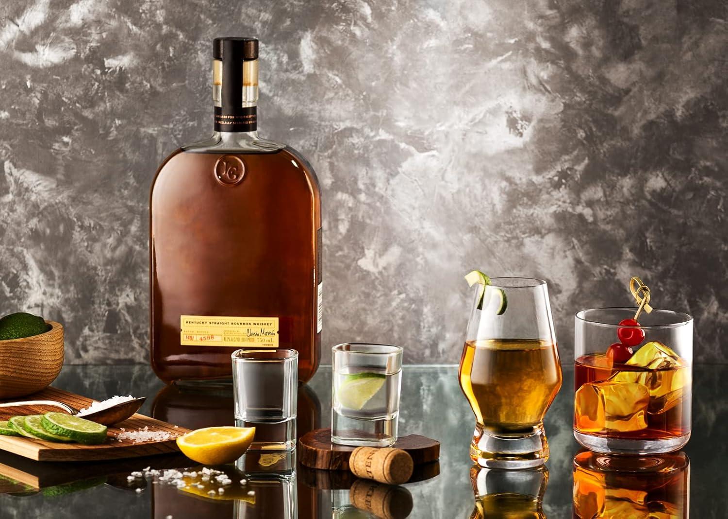 JoyJolt Nova Crystal Drinking Glasses - Short Tumbler Drinking Glass Set - Set of 4