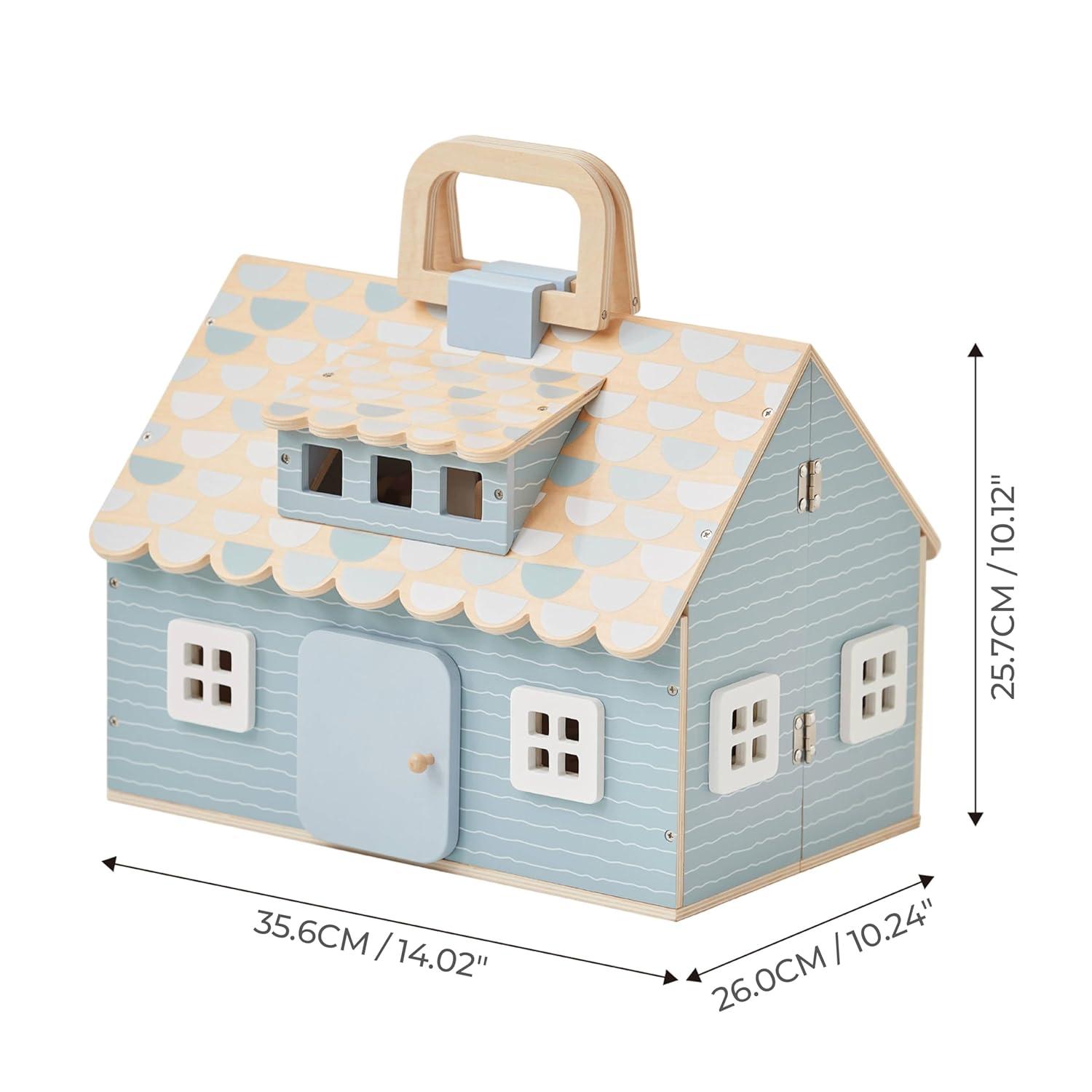 Teamson Kids Olivia's Little World Quaint Portable Doll Cottage + Accessories for 3.5" Dolls