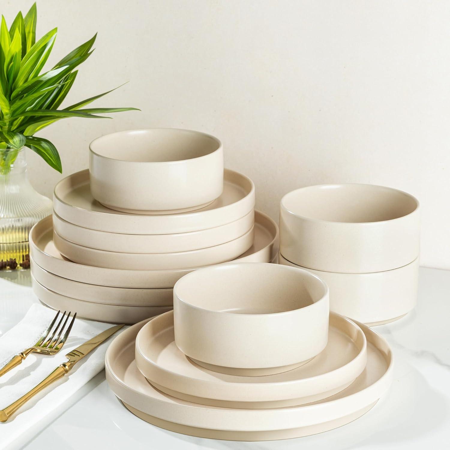 Earth & Clay Amber 12-Piece Dinnerware Set Stoneware