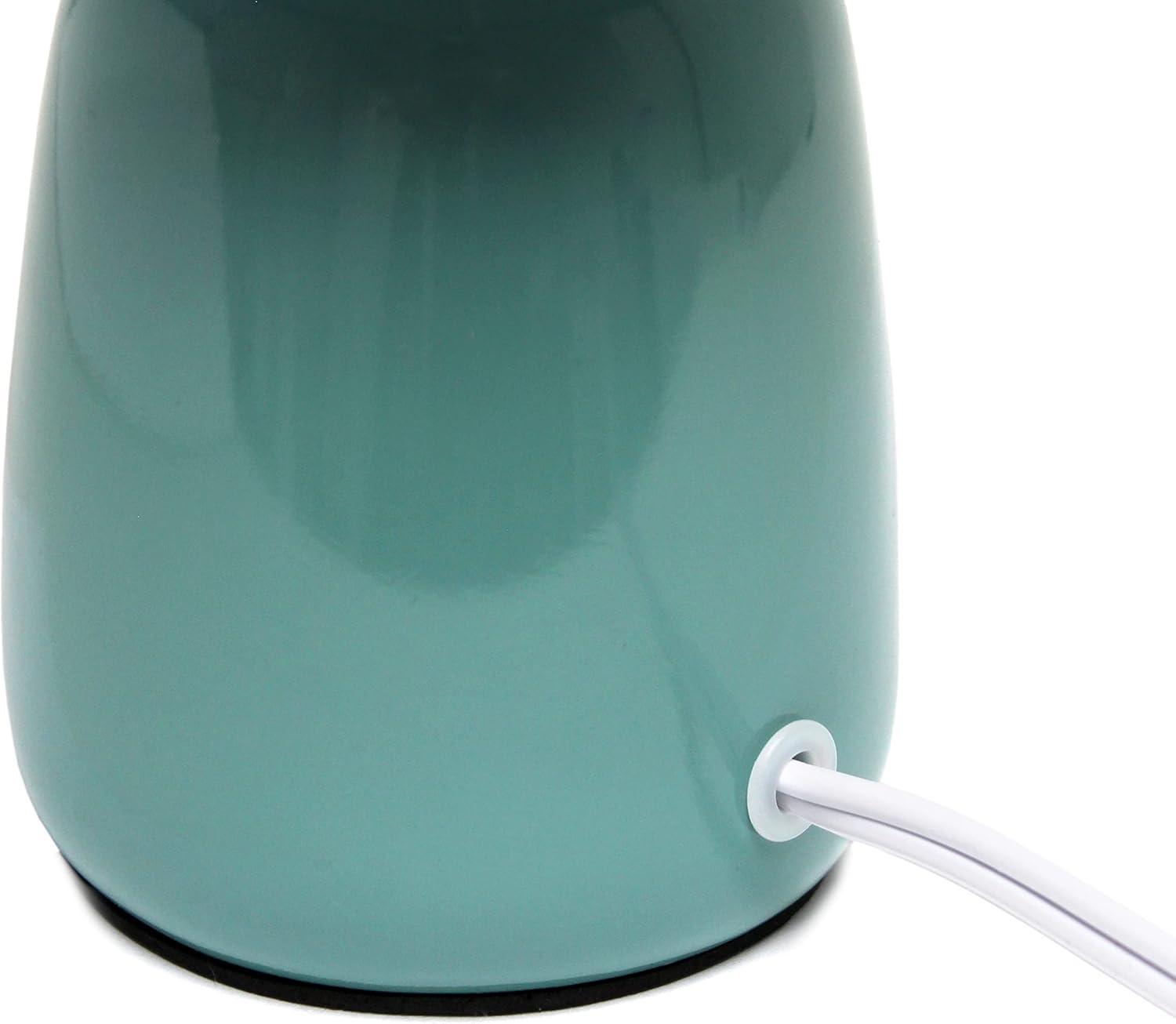 10.04" Traditional Ceramic Thimble Base Bedside Table Desk Lamp with Matching Fabric Shade Light Aqua Blue - Simple Designs: ETL Listed