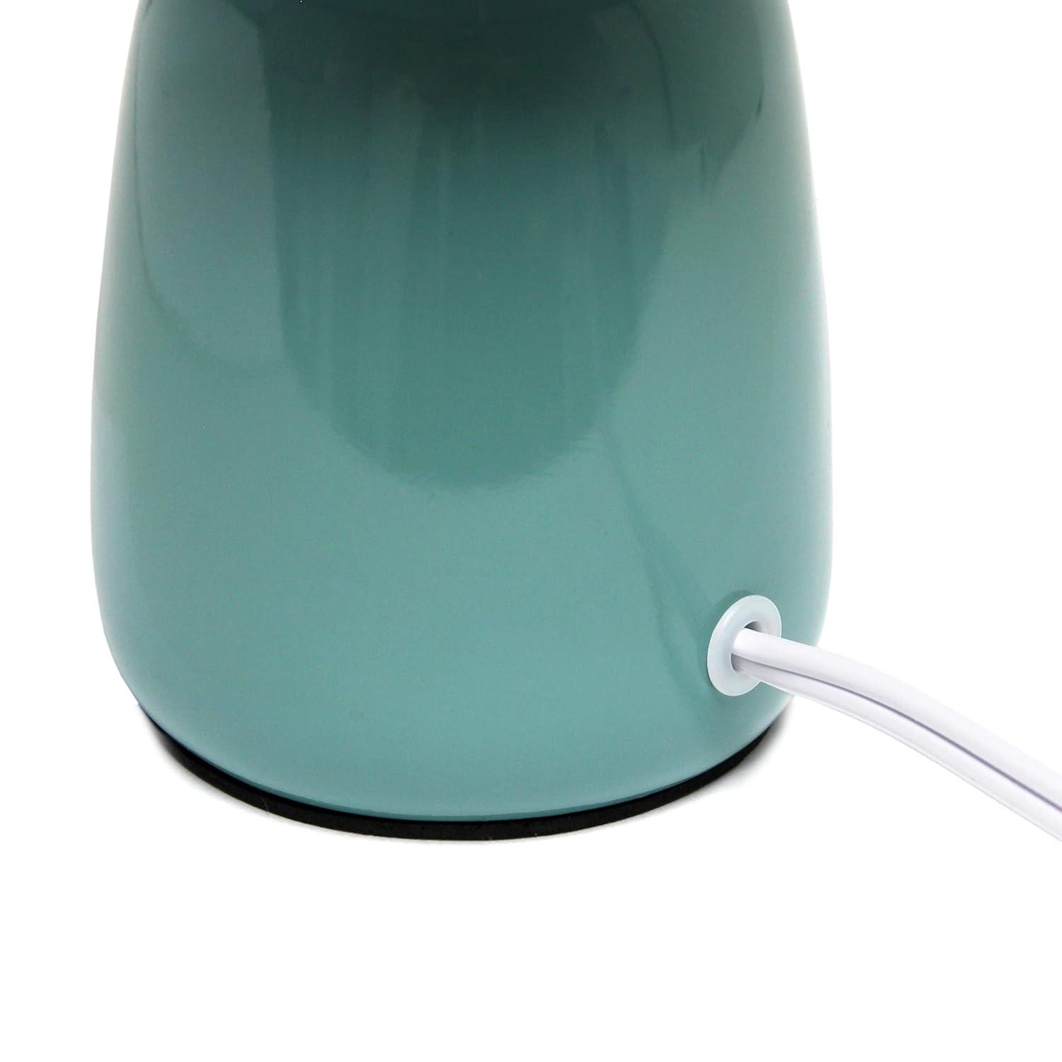 10.04" Traditional Ceramic Thimble Base Bedside Table Desk Lamp with Matching Fabric Shade Light Aqua Blue - Simple Designs: ETL Listed