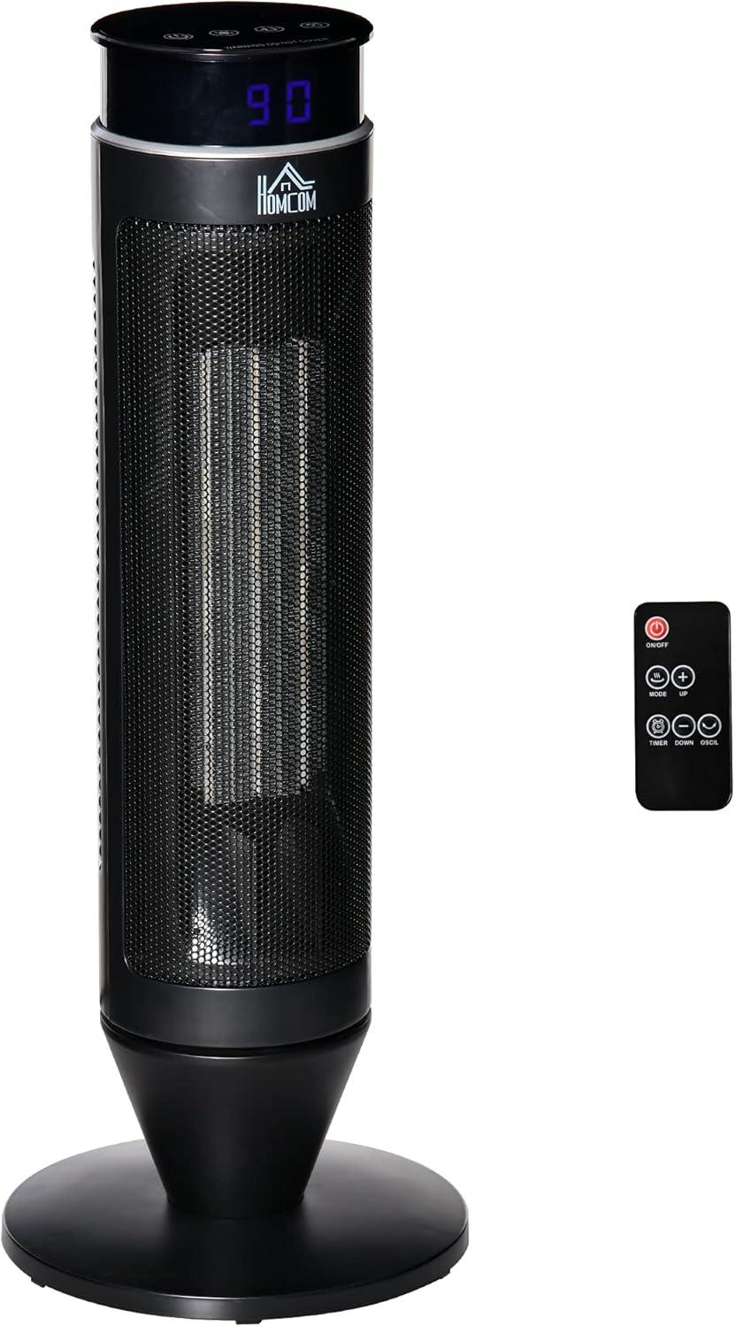 Black 21" Electric Oscillating Tower Heater with Remote