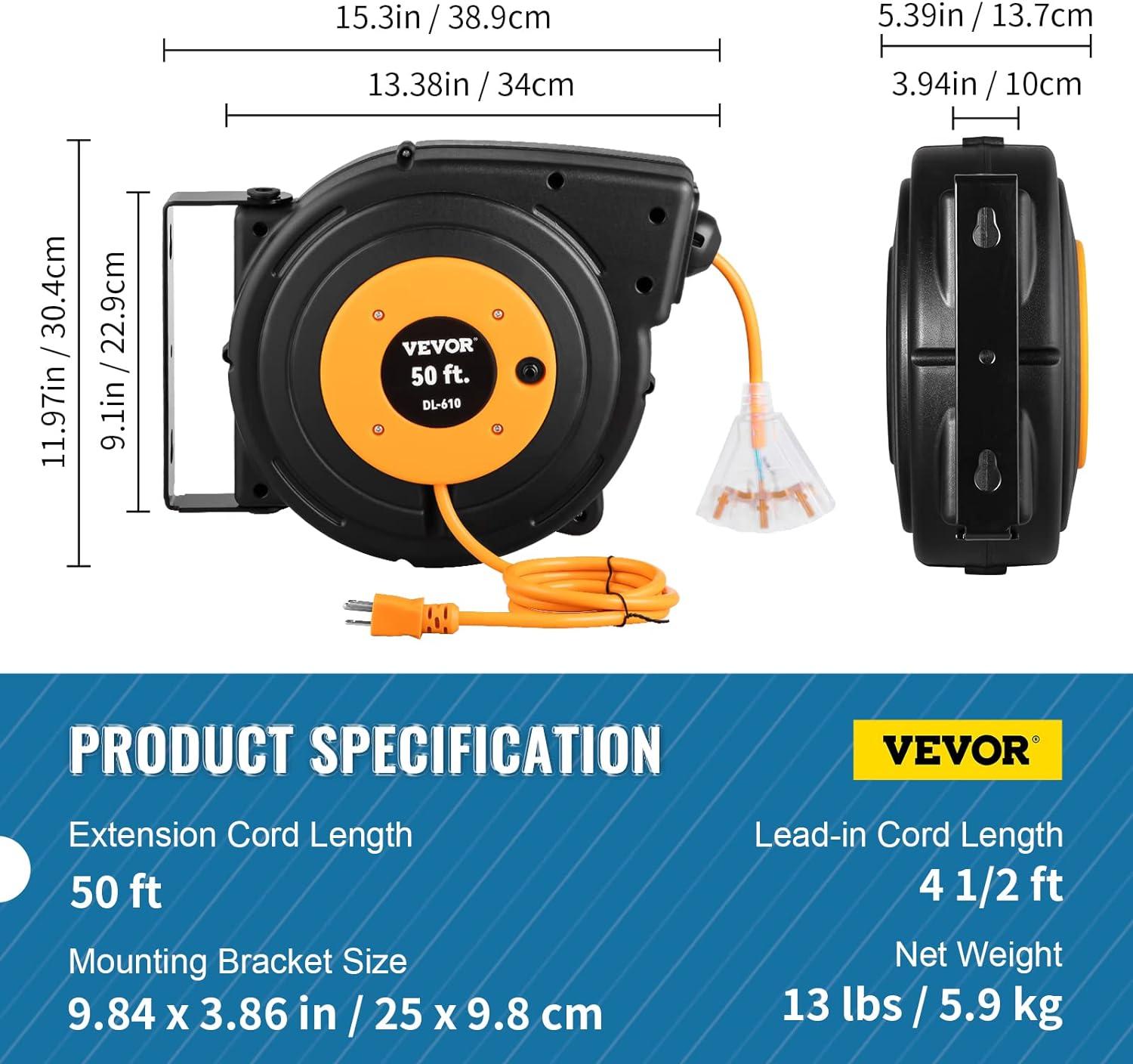 Retractable Extension Reel Power Cord