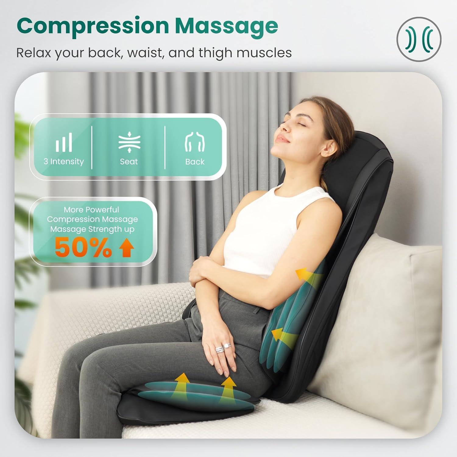 Snailax Shiatsu Full Body Chair Seat Massager, Neck Back Chair Pad with Compression & Heat. SL-229 | Wayfair