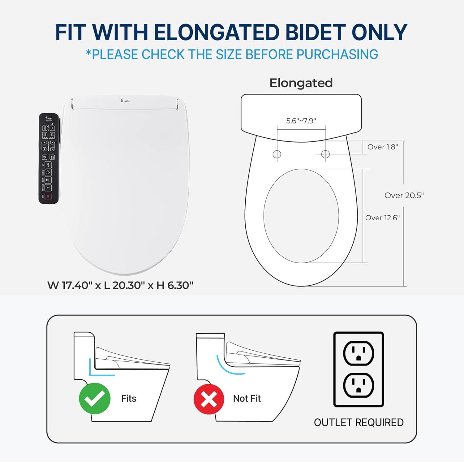 INUS Elongated Toilet Seat Bidet IST-N32