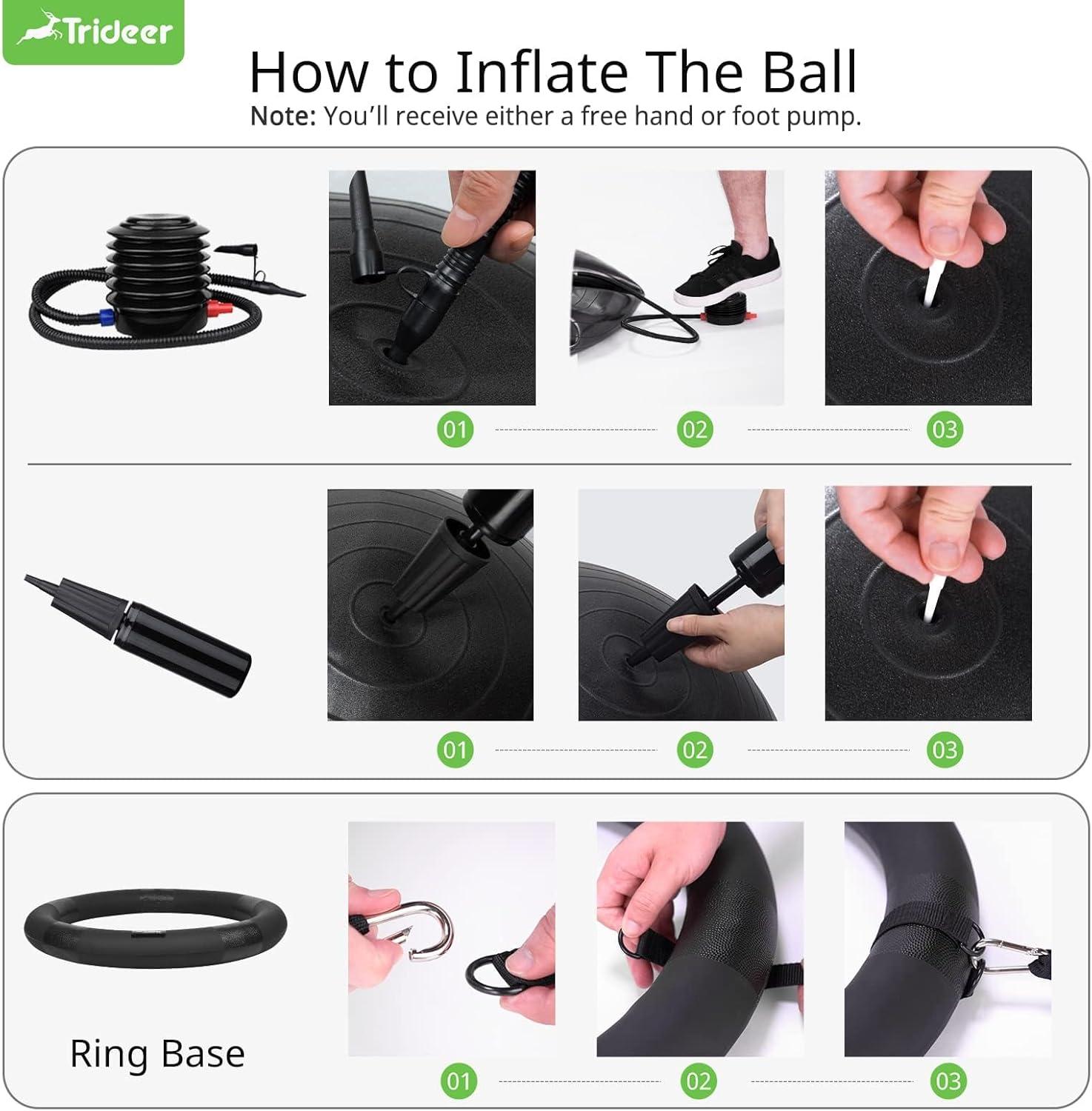 Trideer Ball Chair Yoga Ball Chair Exercise Ball Chair with Base & Bands for Home Gym Workout Ball for Abs, Stability Ball & Fitness Ball Seat to Relieve Back Pain