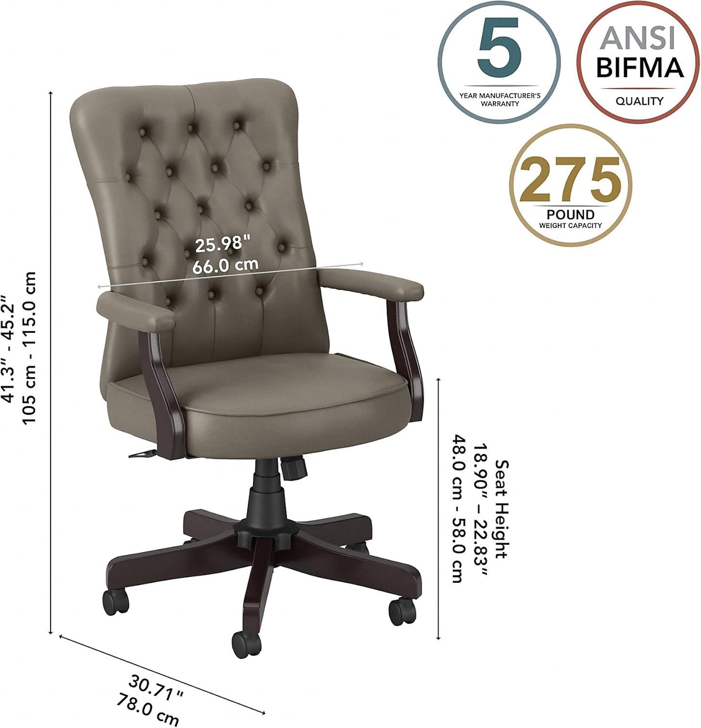 Arden Lane High-Back Washed Gray Leather Swivel Office Chair