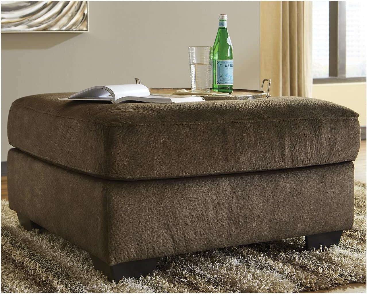 Grand Gray 37" Square Traditional Plush Ottoman