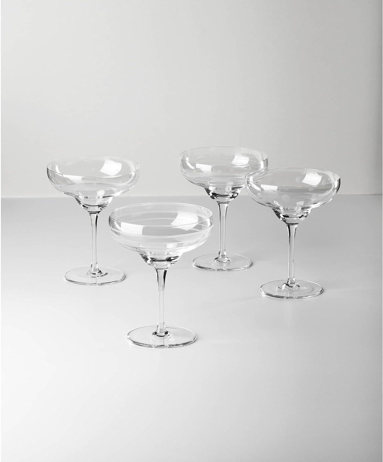 Oneida 4pc 10oz Mingle Etched Margarita Cocktail Glass Set