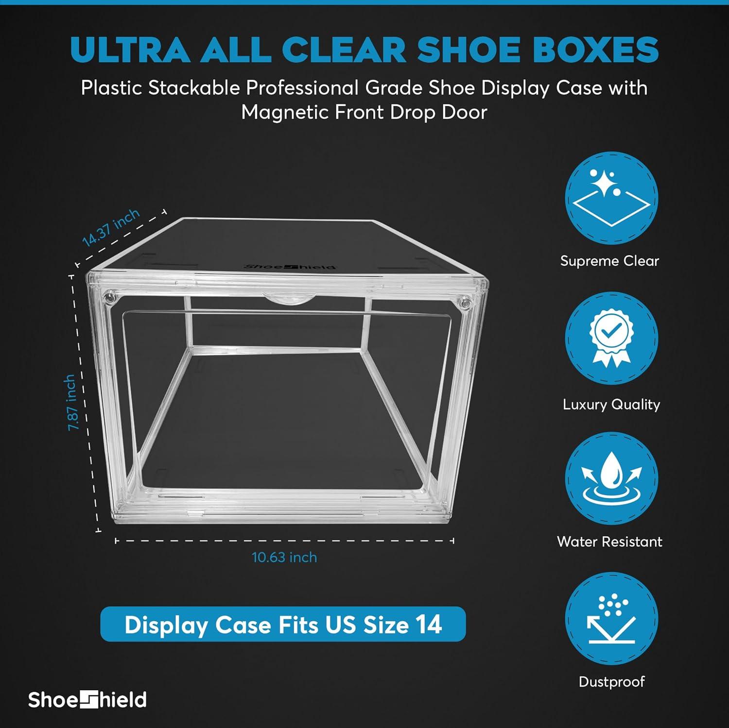 Clear Stackable Plastic Shoe Display Box with Magnetic Door