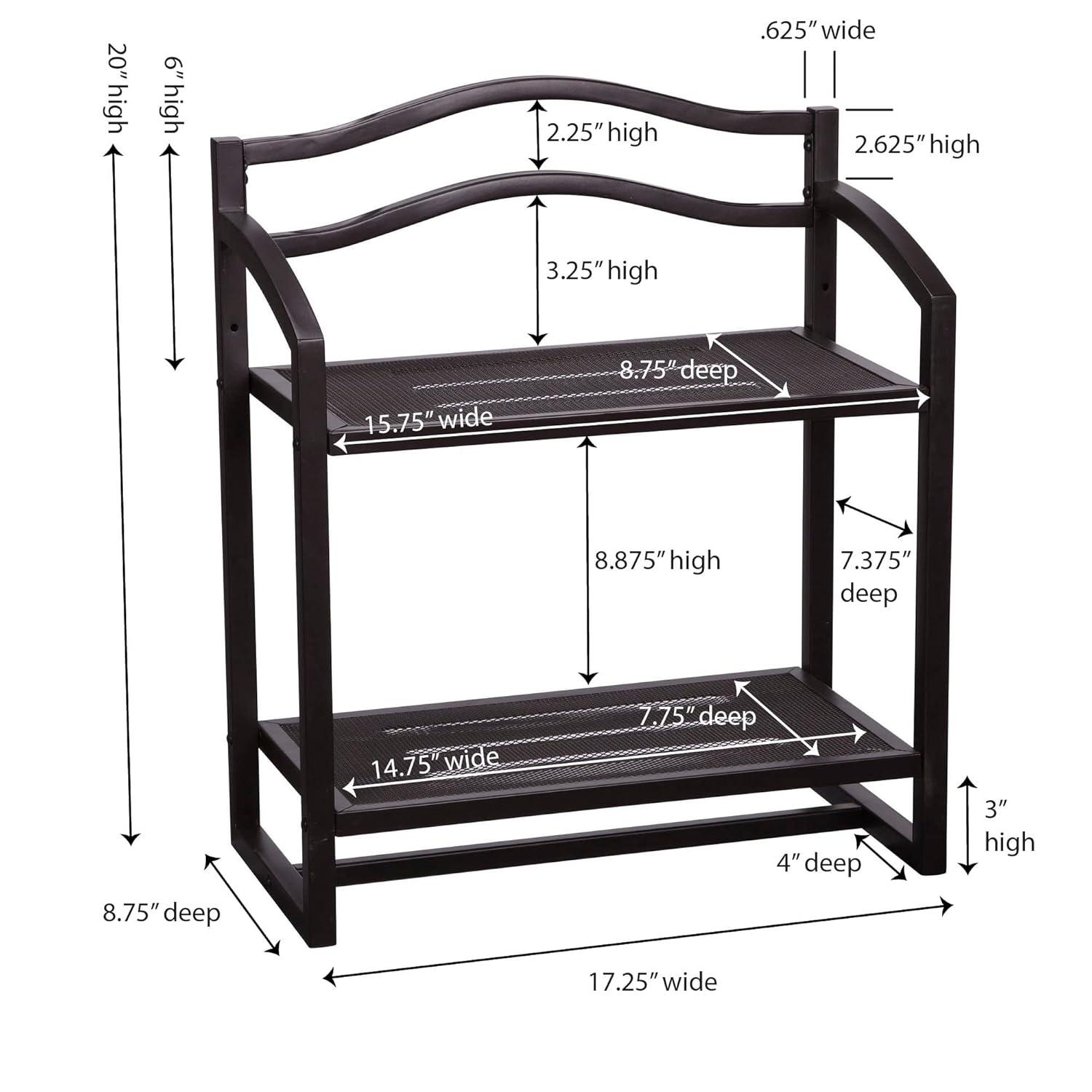 Household Essentials 2 Tier Metal Wall Mount Bathroom Storage Rack Espresso Brown: Over Toilet Shelves, Universal Storage
