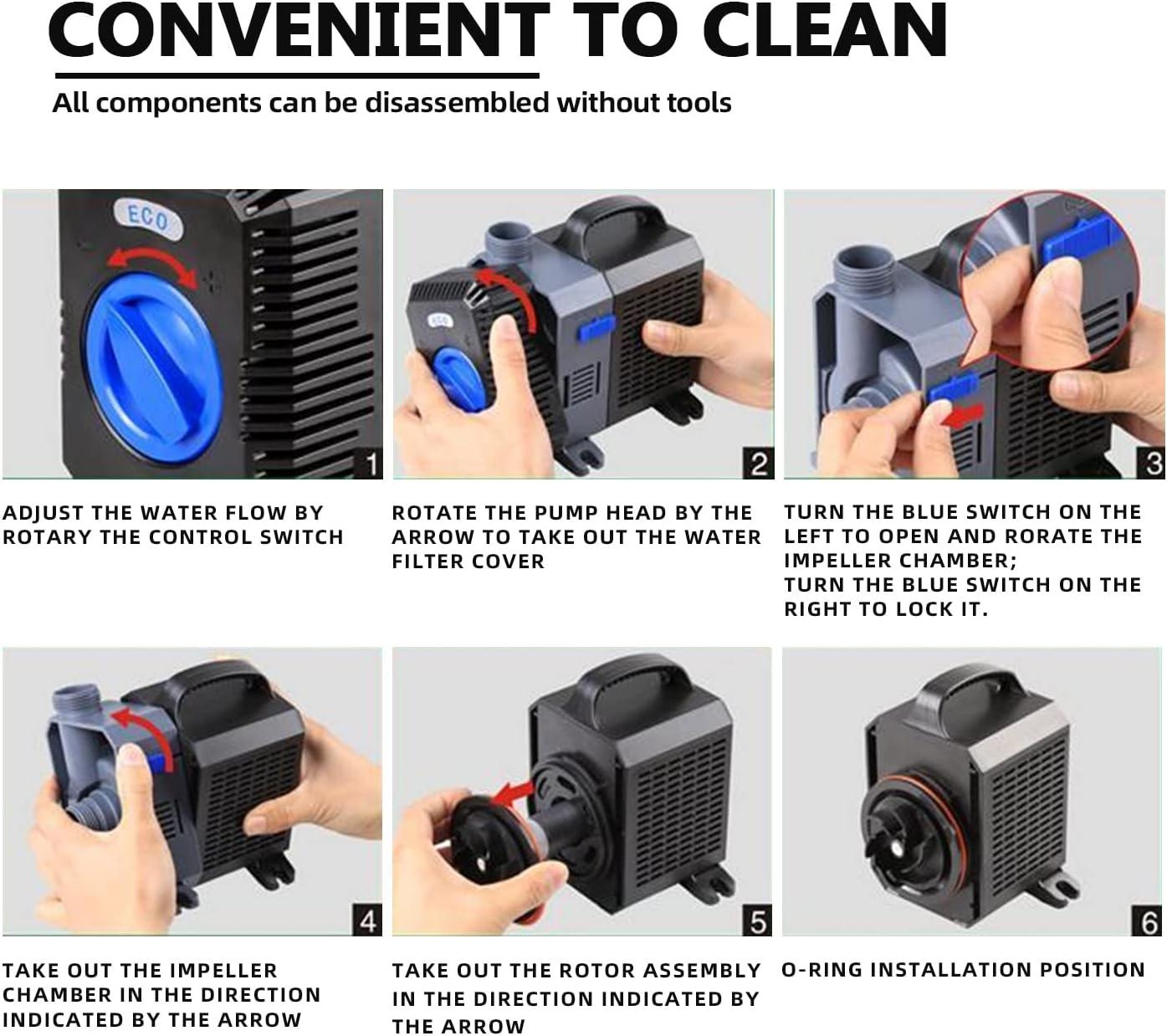 Electric Adjustable Flow Garden Sumbersible Fountain Pond Filter Silent Pump (2100GPH)
