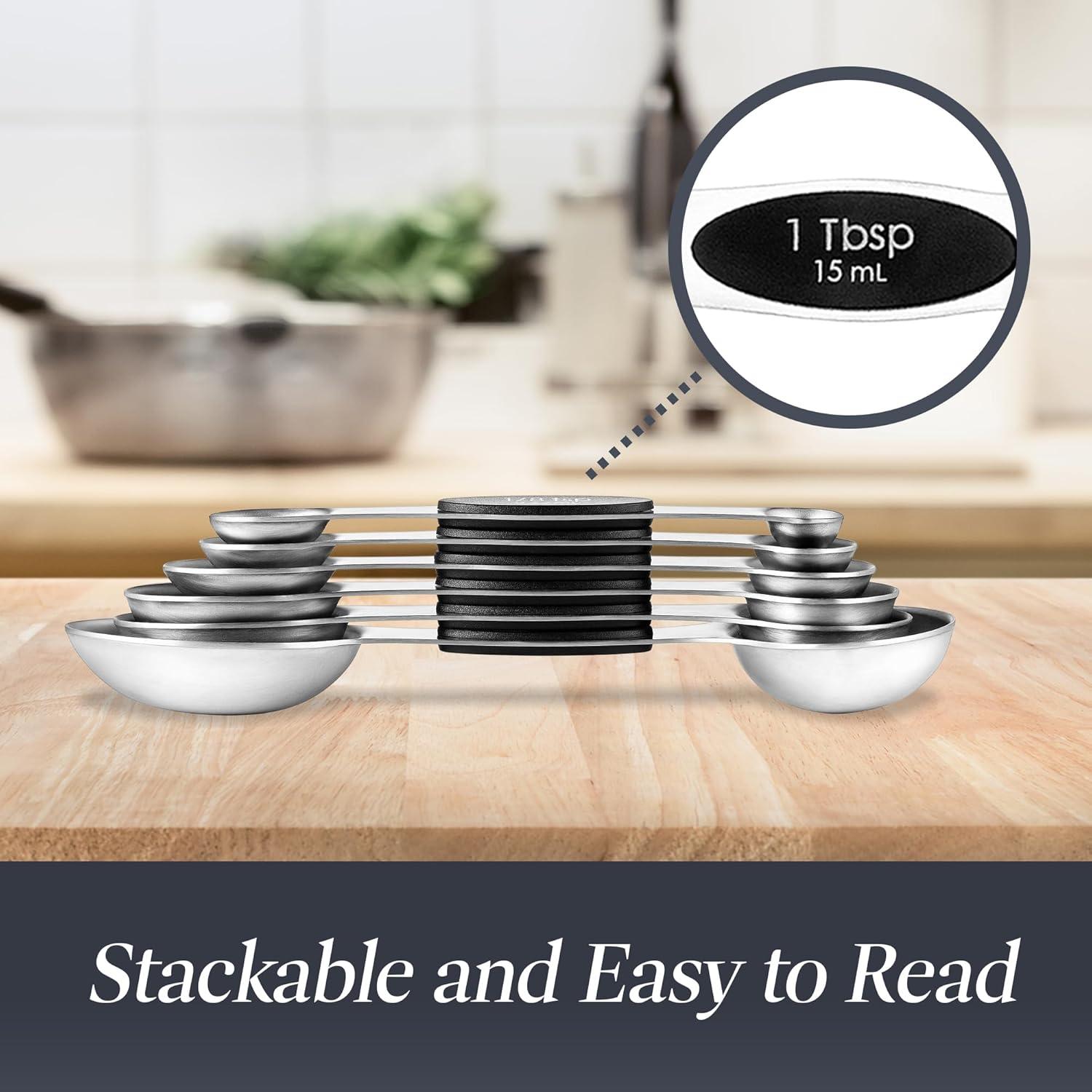 6 pc magnetic measuring spoon stainless steel