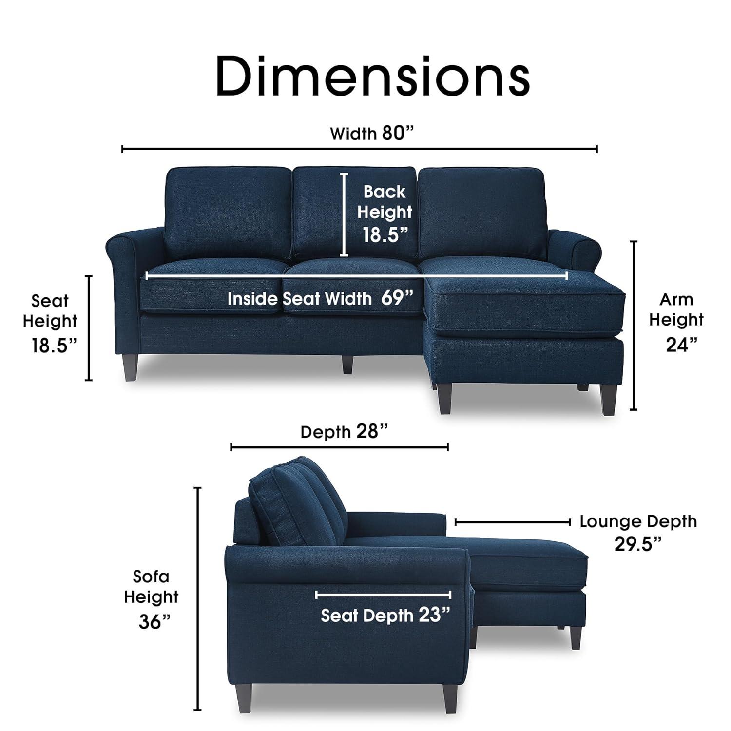 Serta Harmon Upholstered Reversible Sectional Sofa and Chaise