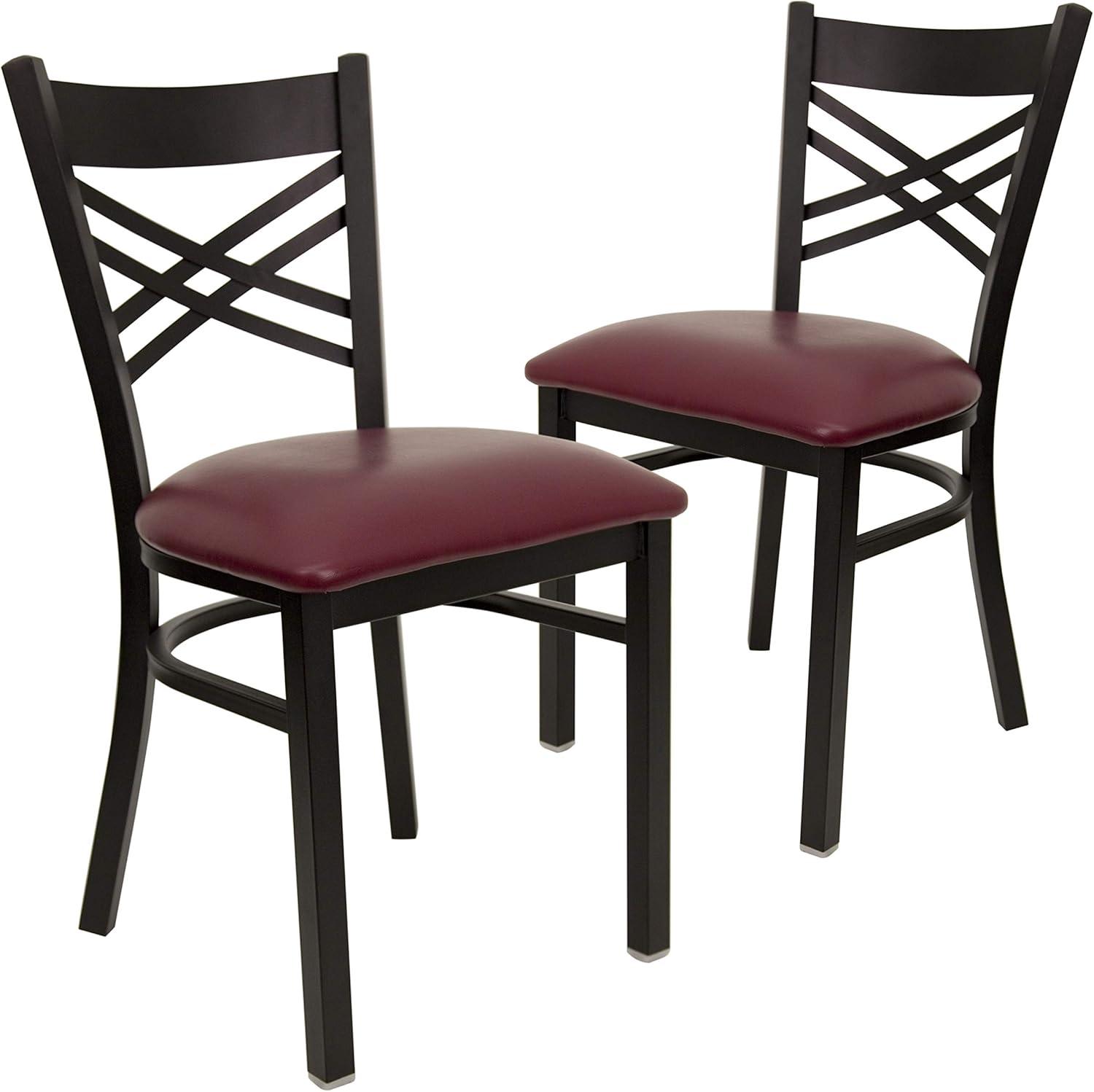 Hercules Series 17'' Red and Black Metal Cross Back Side Chair