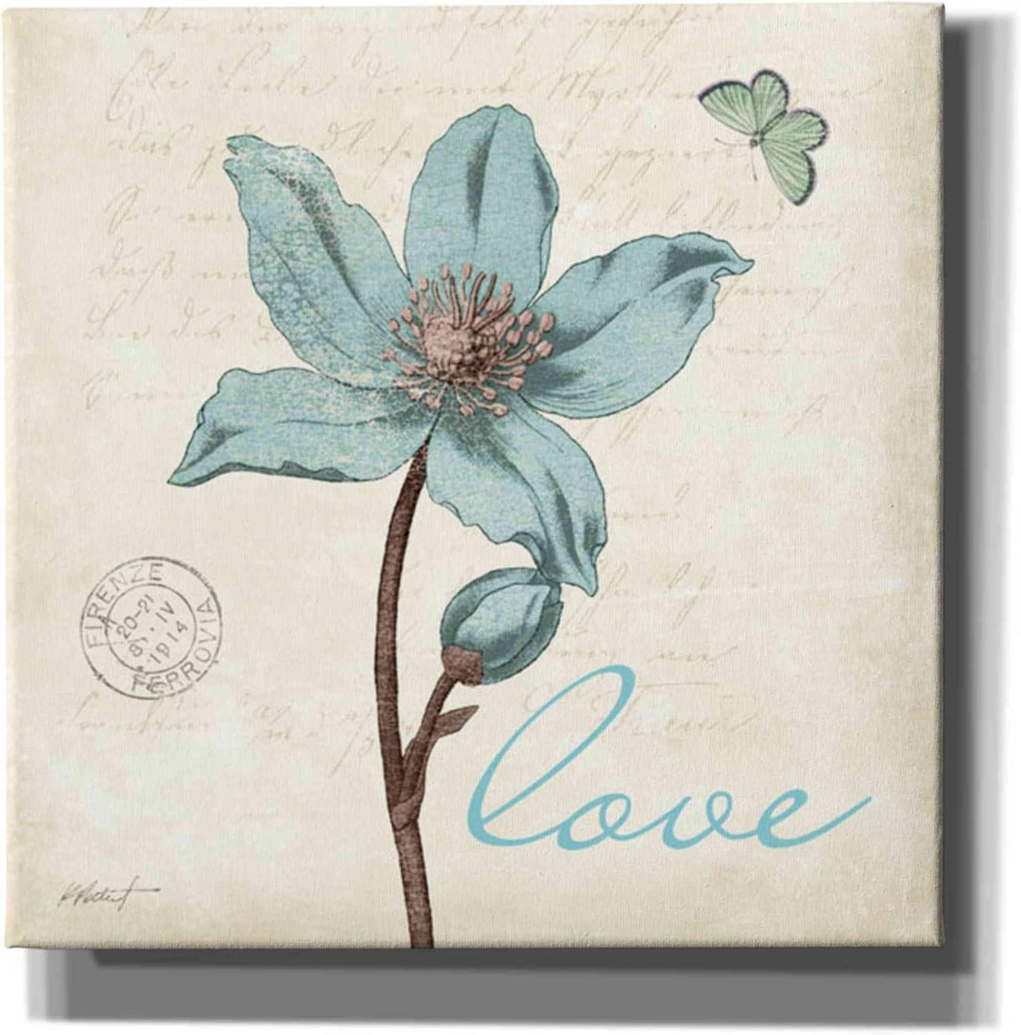 Touch of Blue Floral Metal Wall Art, 12" x 12"