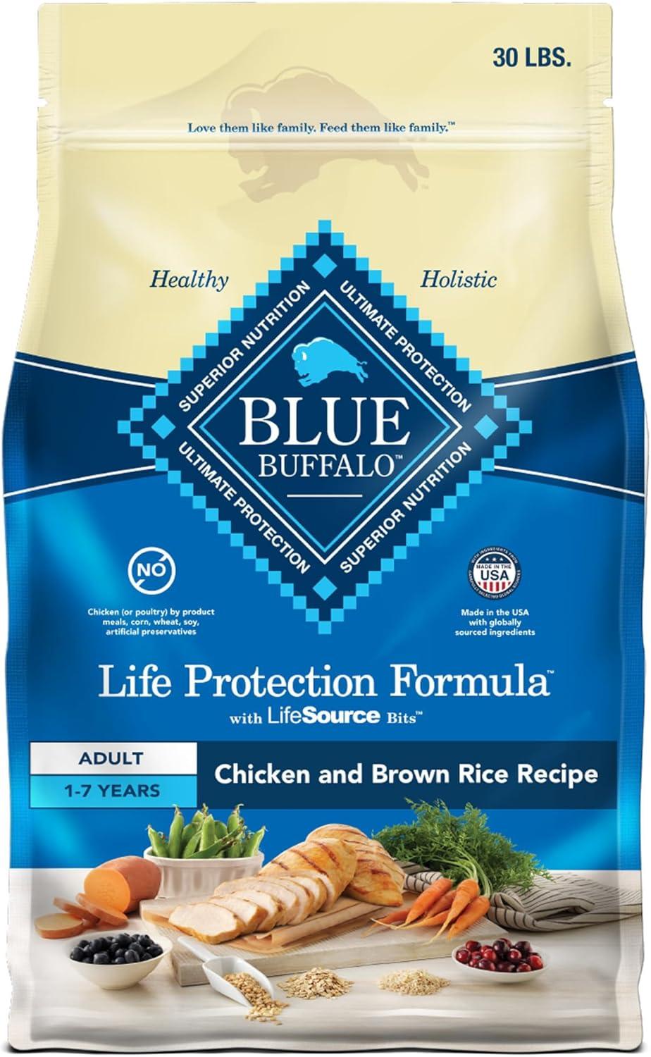 Blue Buffalo Life Protection Formula Natural Adult Dry Dog Food with Chicken and Brown Rice - 30lbs