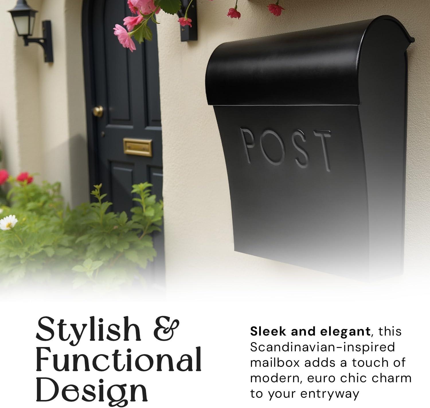 NACH Vicki Euro Farmhouse Max Water and Rust Protection Post Wall Mounted Mailbox