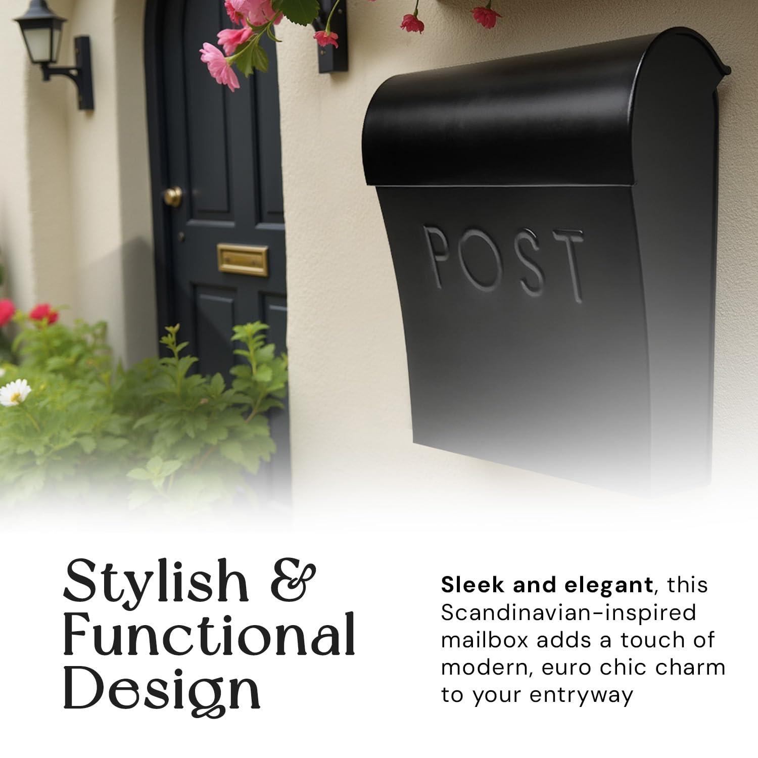 NACH Vicki Euro Farmhouse Max Water and Rust Protection Post Wall Mounted Mailbox