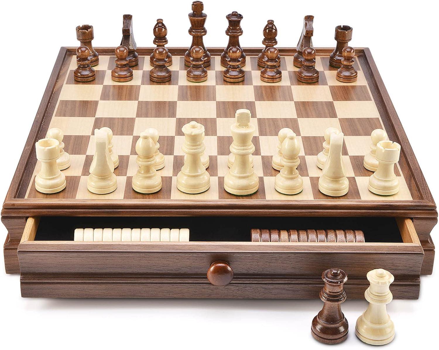 15" Large 2-in-1 Chess and Checkers Board Game Combo Set