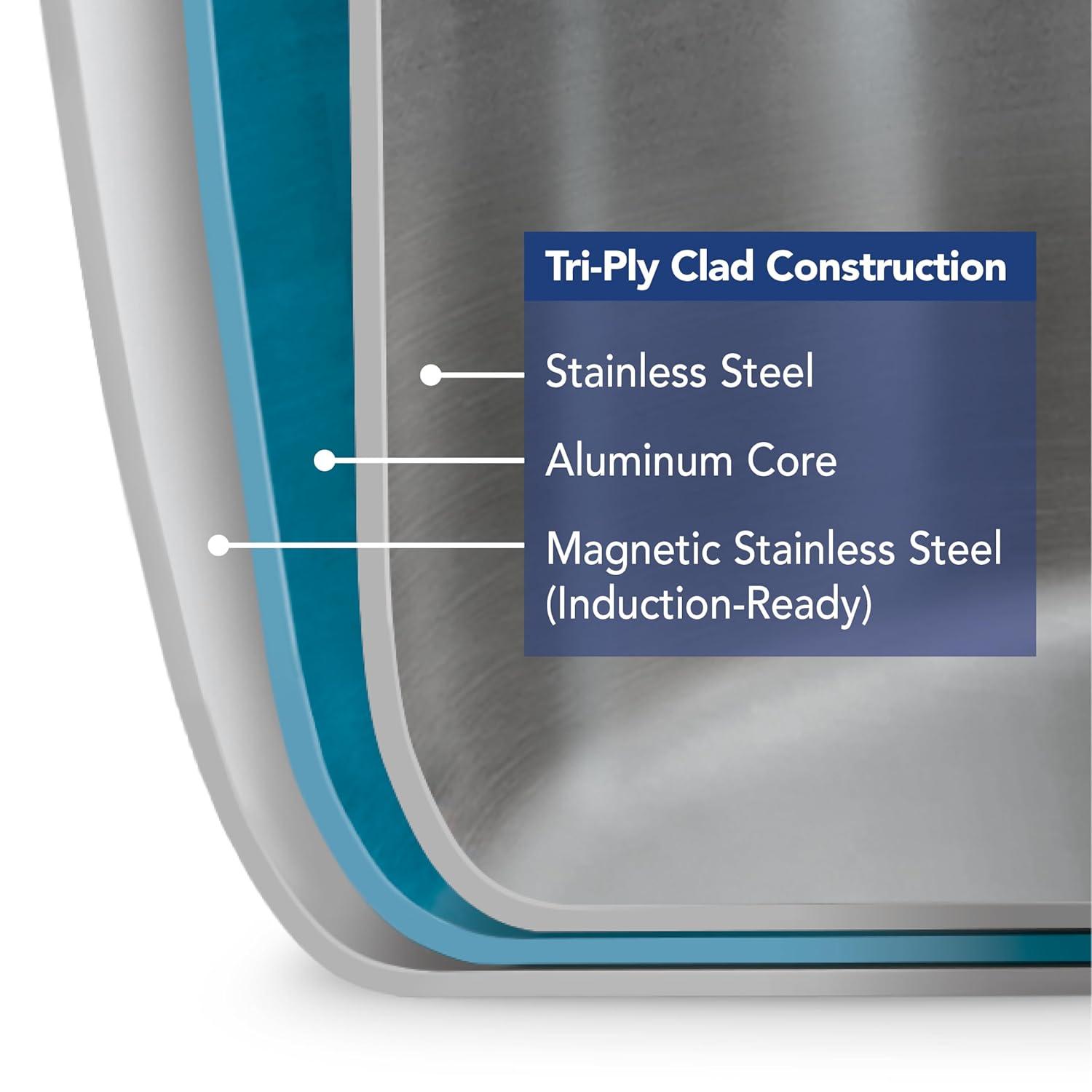 Tramontina Tramontina Utsava Tri-Ply Clad Stainless Steel Tope with Lid, Patila Pot for Indian Cooking