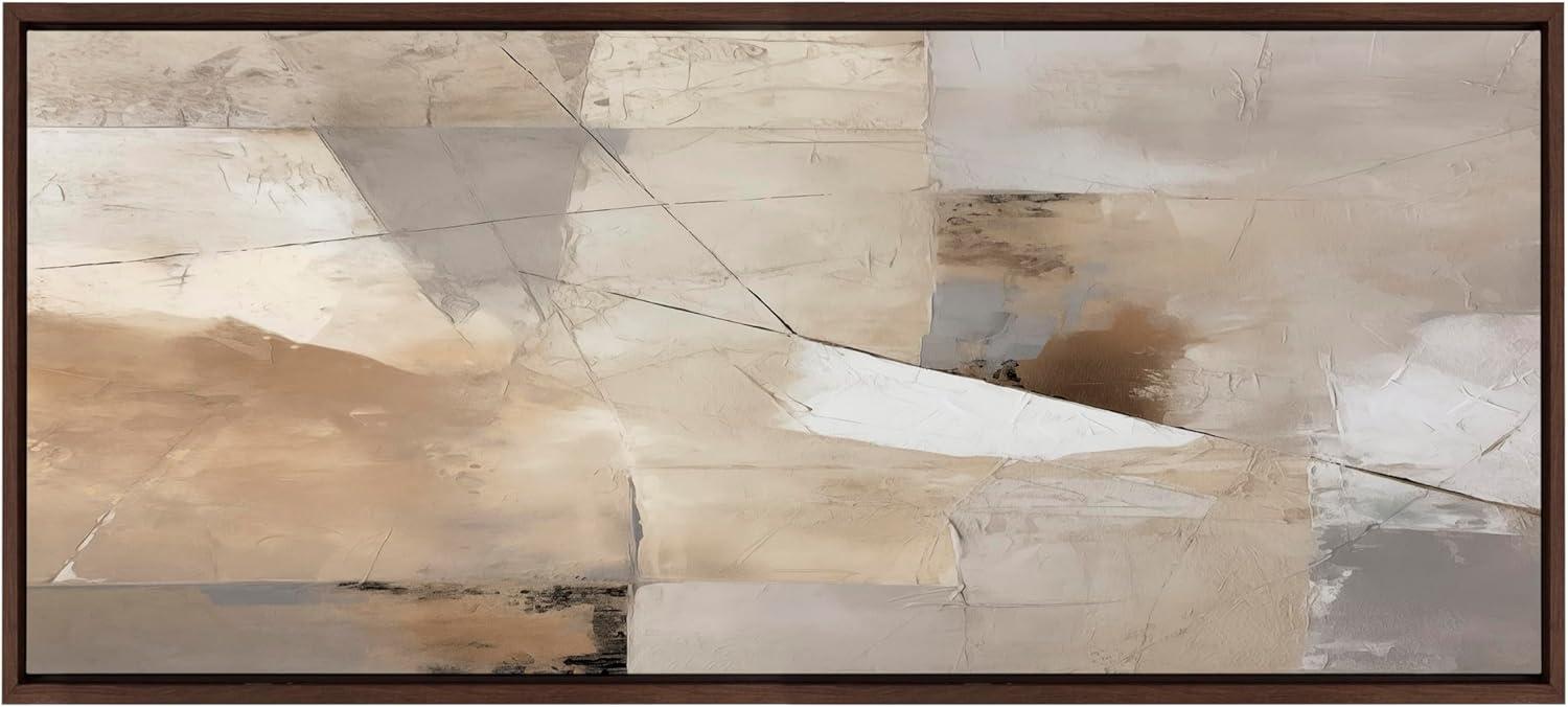 Kate & Laurel All Things Decor 18"x40" Sylvie Contemporary Neutral Textured Abstract Framed Canvas by The Creative Bunch Studio Brown