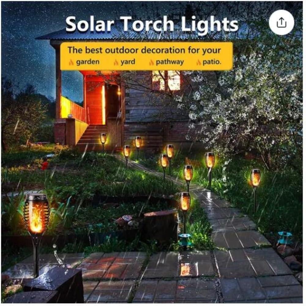 4 Pack Solar Lights Outdoor, Solar Torch Lights Outdoor Flickering Flame for Outdoor Decorations, Waterproof Garden Light Solar Powered , Torches Flame Light for Outside Yard Patio Lawn Garden Decor