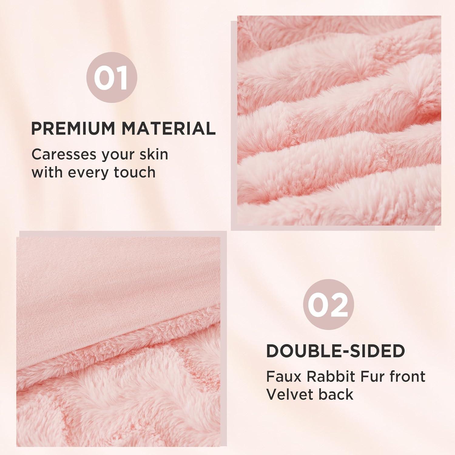 Andency Pink Faux Fur Comforter Set Full, 3 Pieces Fleece Fuzzy Shaggy Plush Sherpa Bedding Set for Women Girls, Fluffy Soft Warm Bed Set for Winter