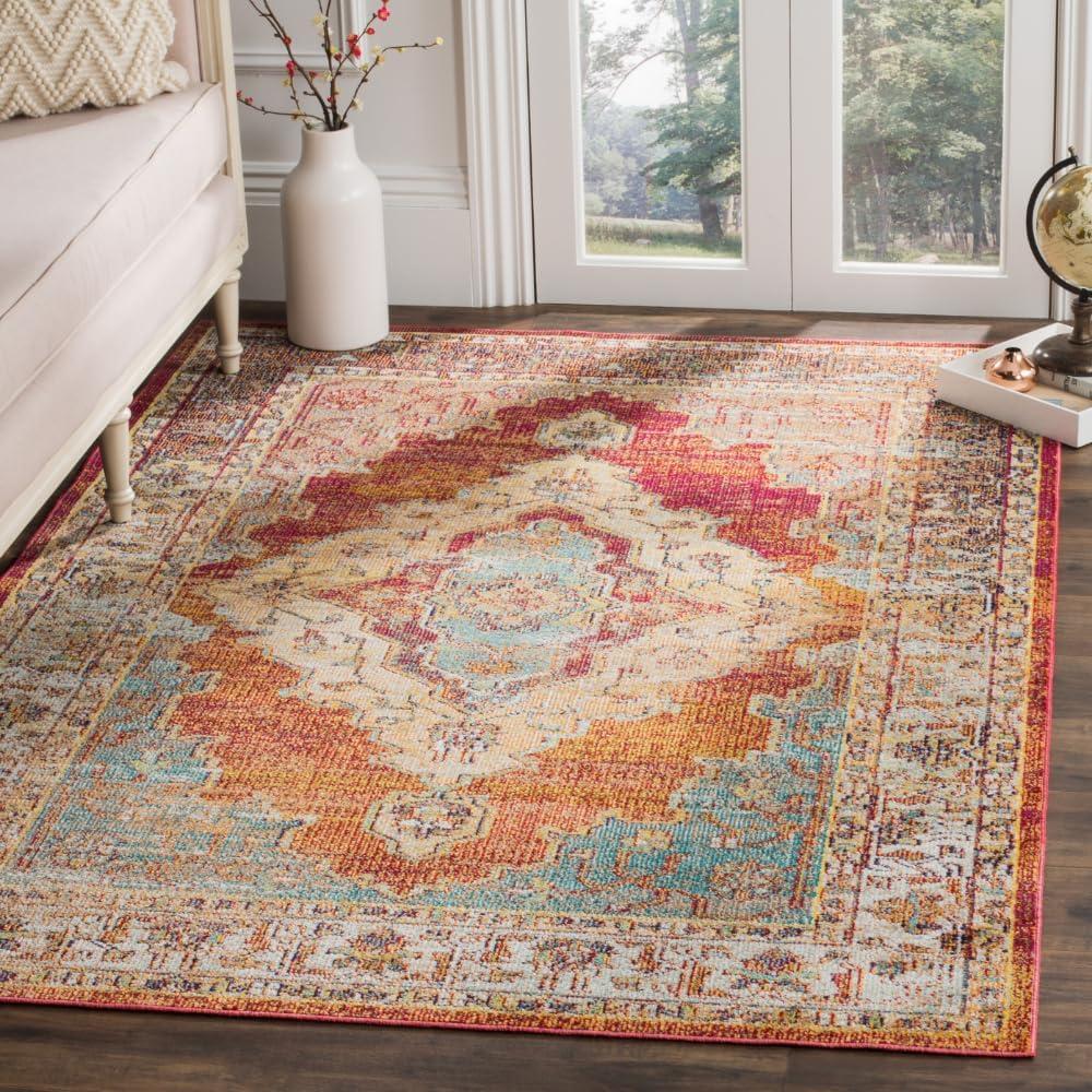 Crystal CRS500 Power Loomed Area Rug - Orange/Light Blue - 5'x8' - Safavieh.