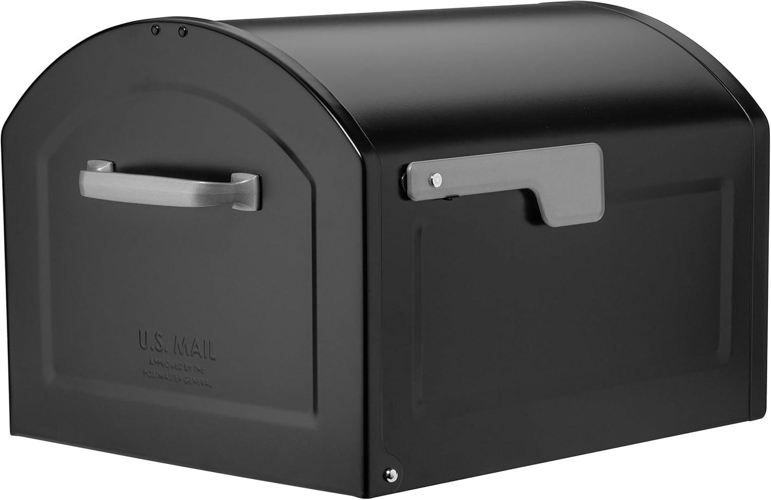 Extra Large Black Steel Post Mount Mailbox