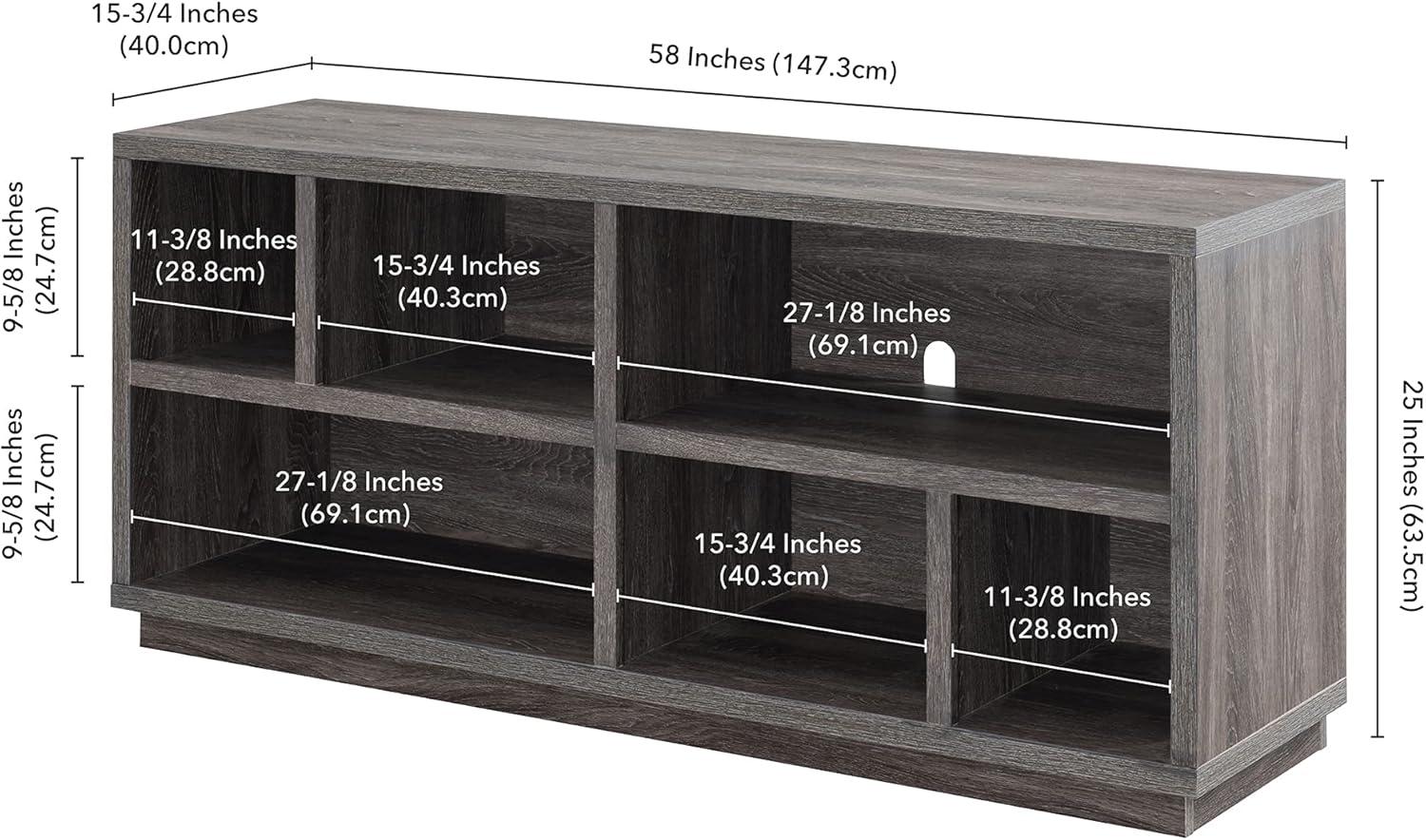 Evelyn&Zoe Bowman Rectangular TV Stand for TV's up to 65", Burnished Oak