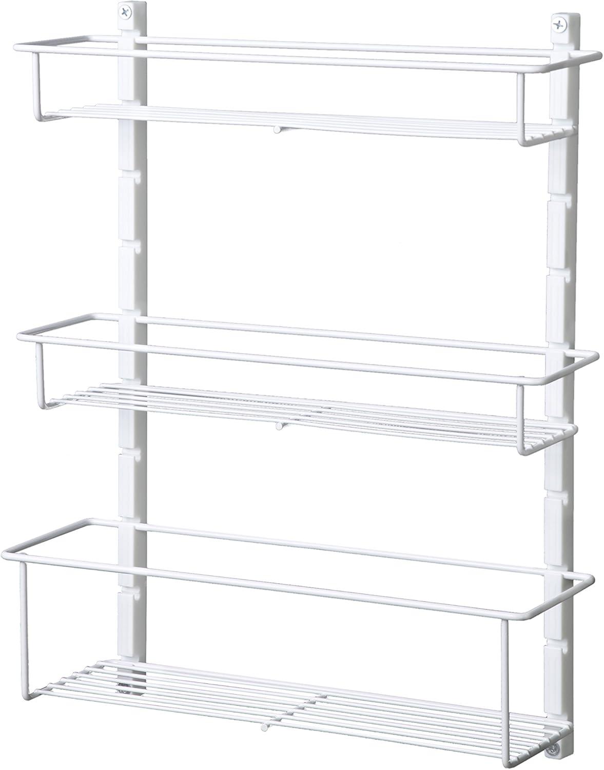 ClosetMaid Adjustable 3 Shelf Spice Rack Organizer Kitchen Pantry Storage for Cabinet Door or Wall Mount with Metal Shelves, White