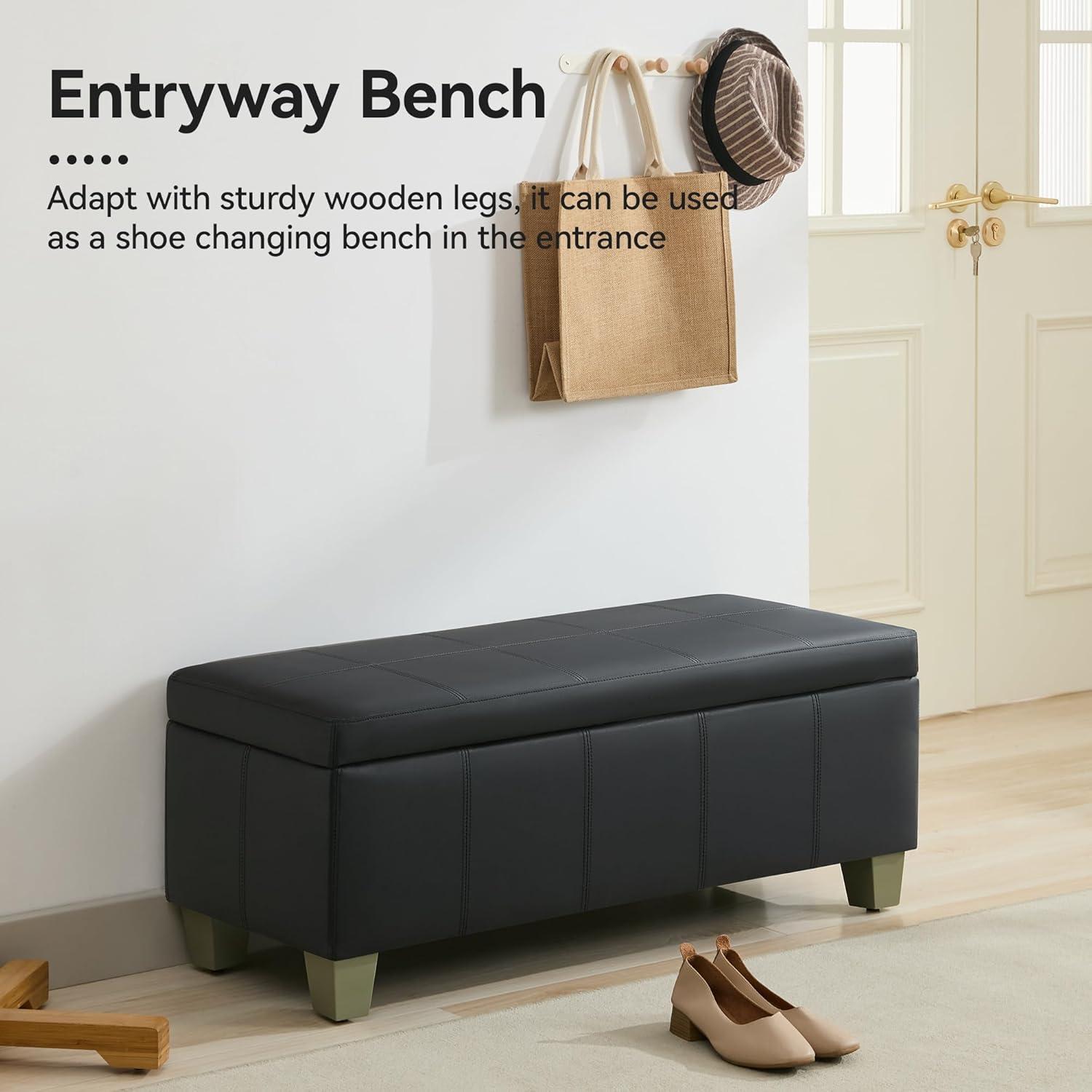 Ebern Designs Faux Leather Upholstered Storage Bench | Wayfair